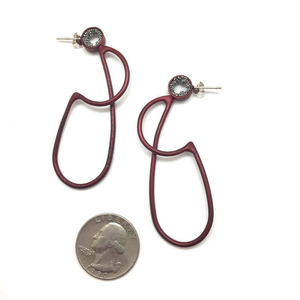 Arabesque Loop Earrings - Red - Image 3