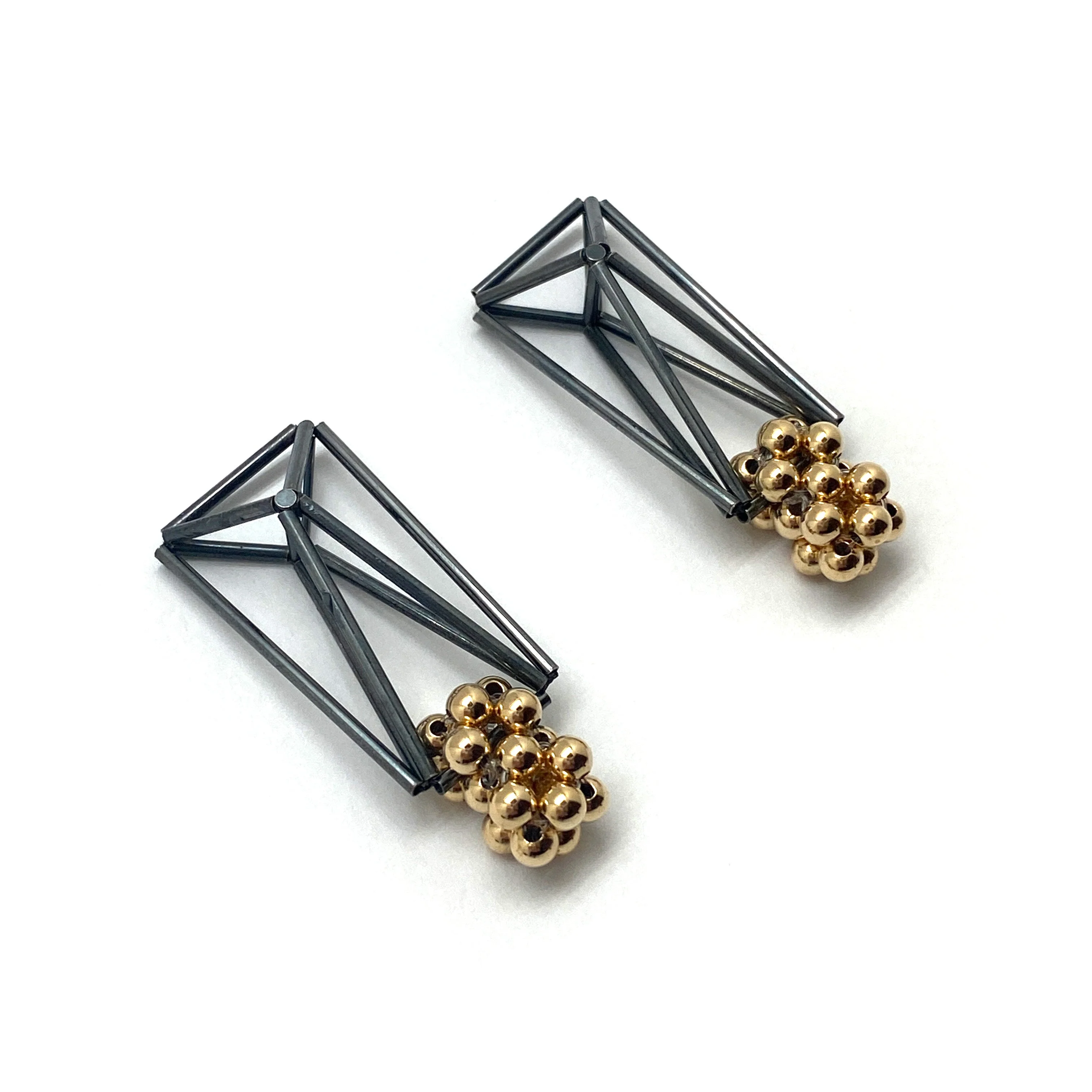 Black and Gold Geometric Bead Earrings - Image 4