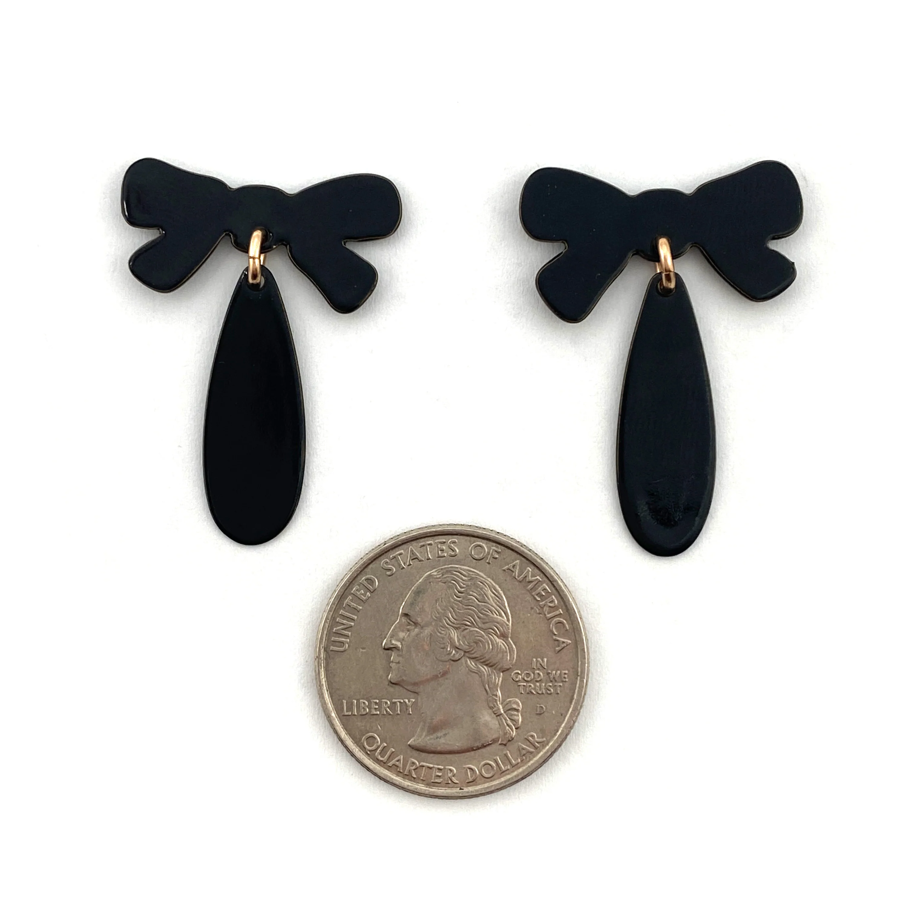Black Bow Drop Earrings - Image 4