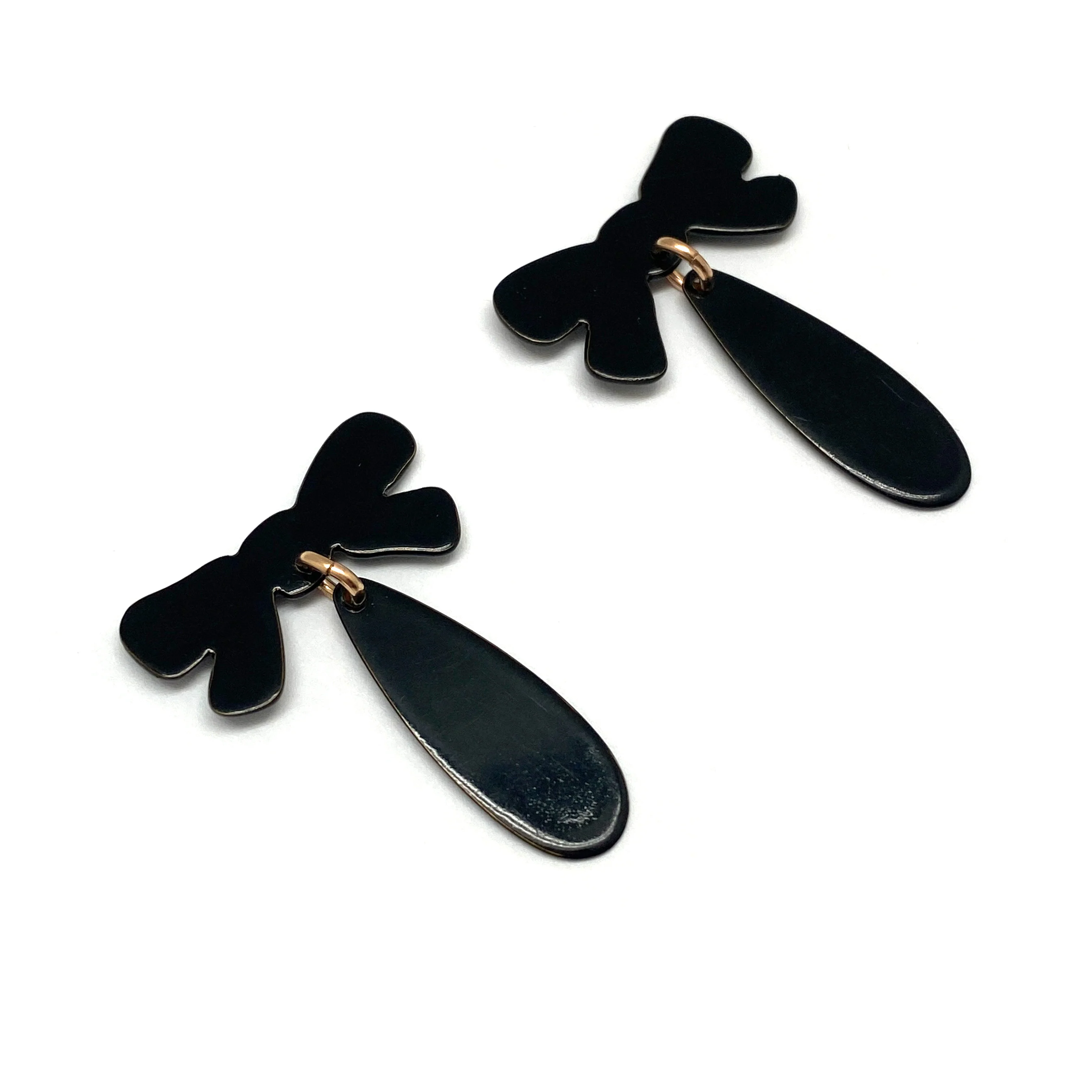 Black Bow Drop Earrings - Image 5