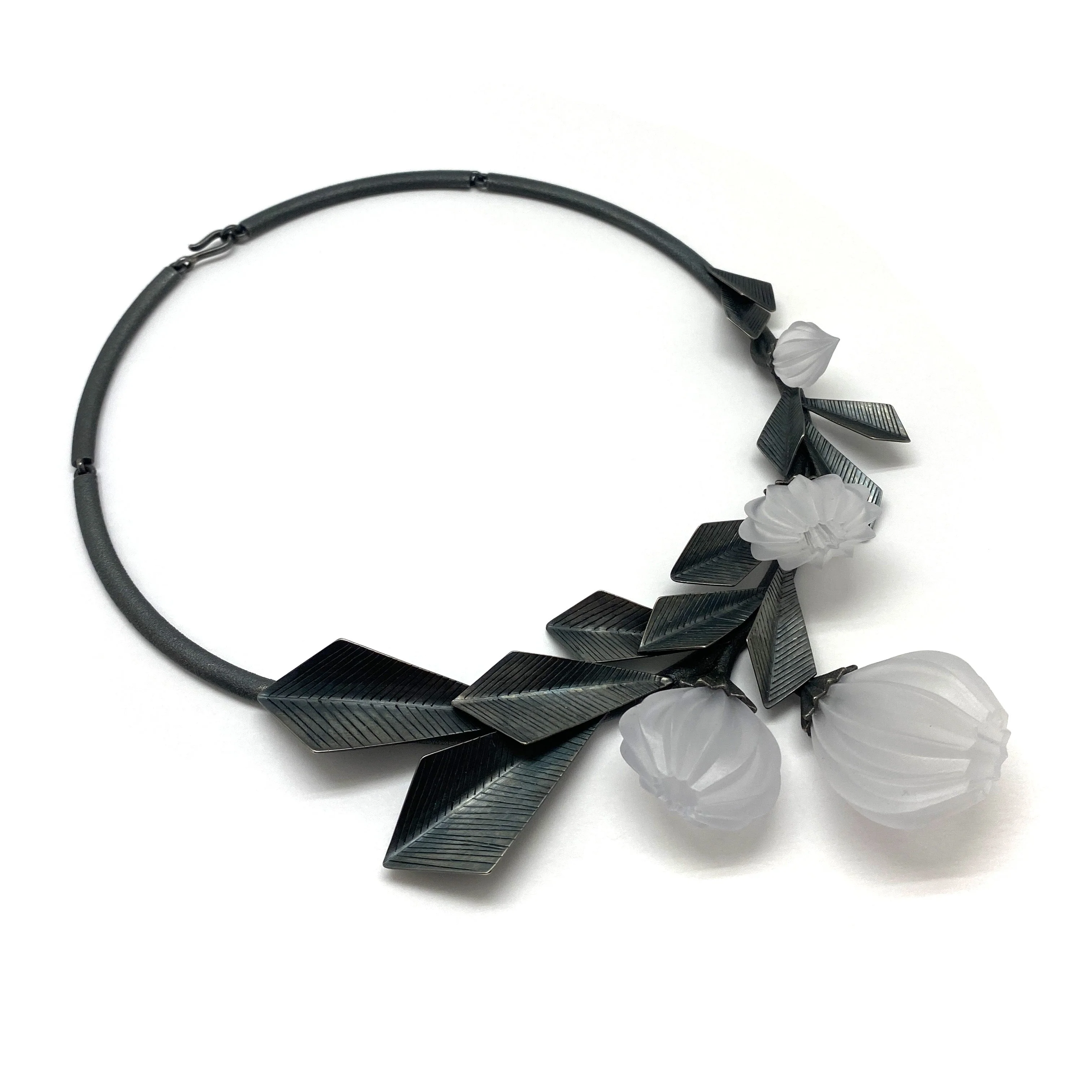Blooming Acrylic and Silver Geometric Necklace - Image 4