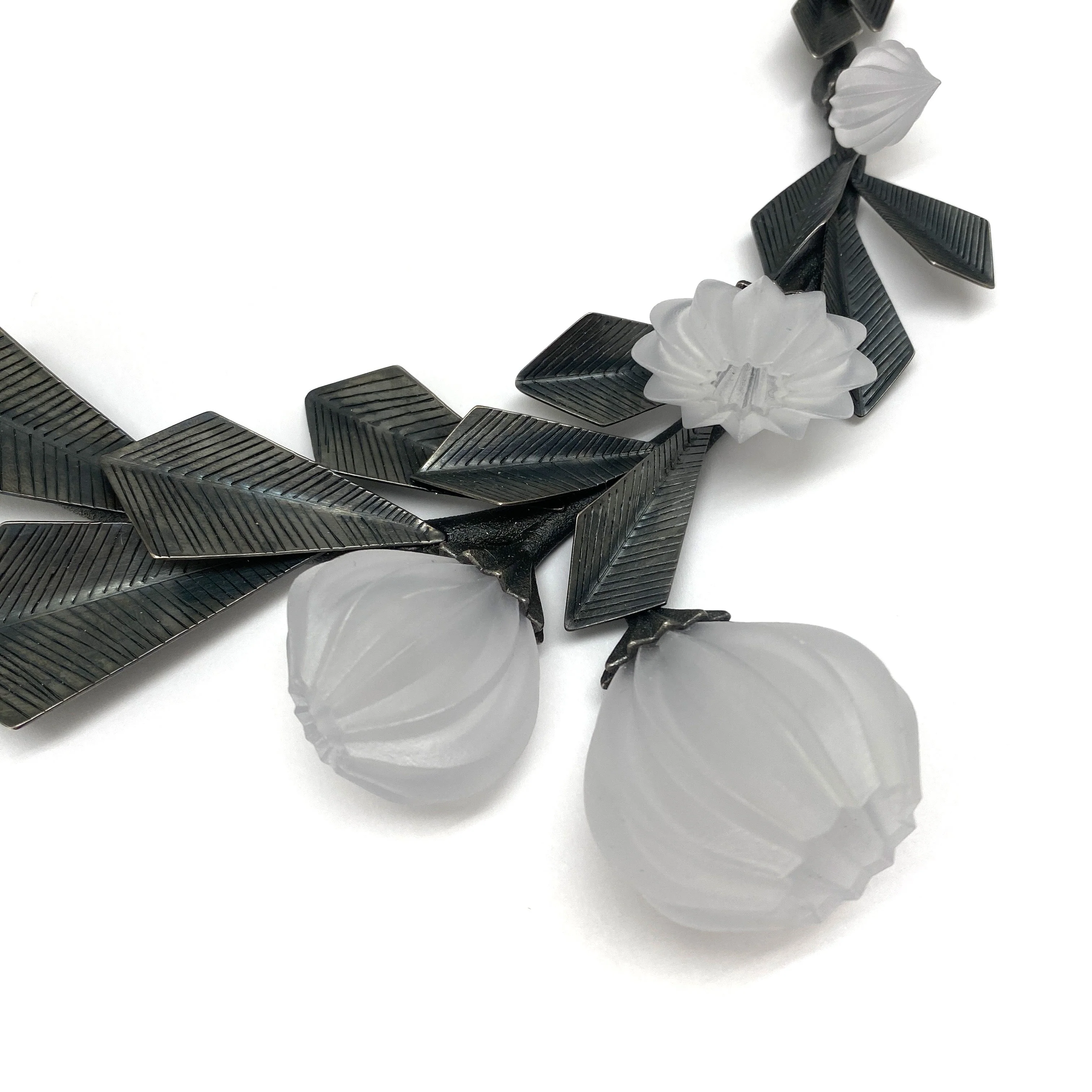 Blooming Acrylic and Silver Geometric Necklace - Image 6