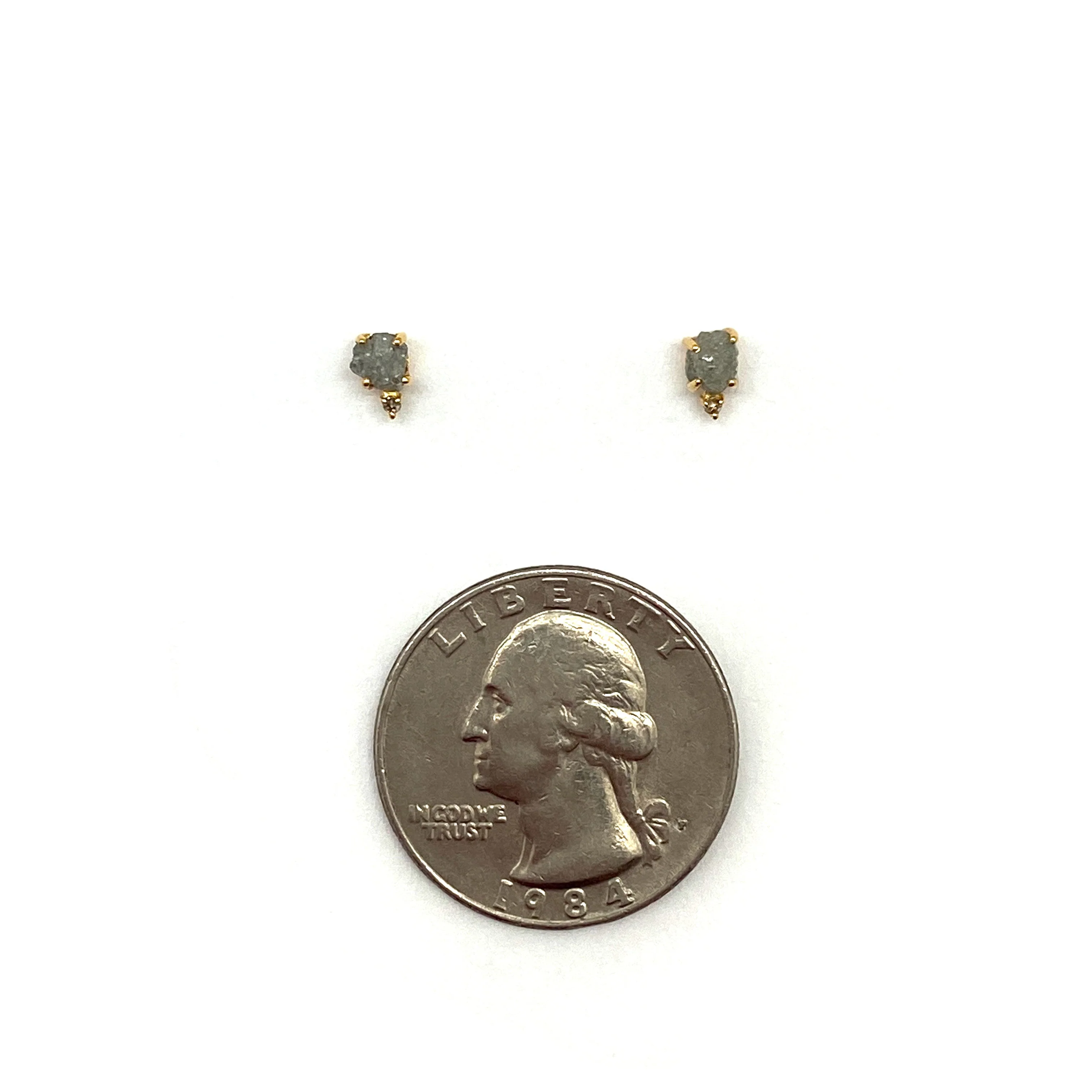 Dual Diamond and Gold Stud Earrings - Image 7