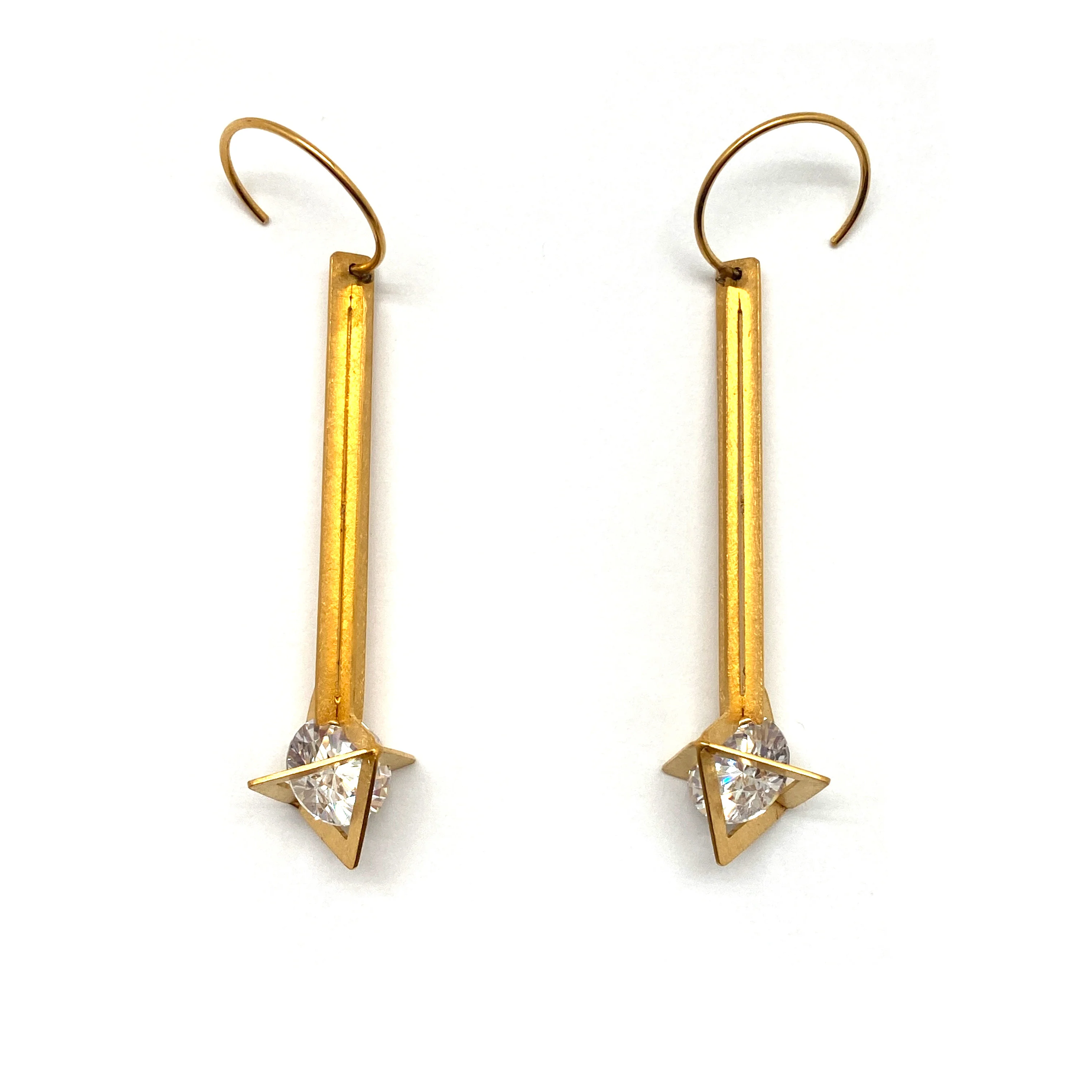 Elongated Caged CZ Earrings - Image 3