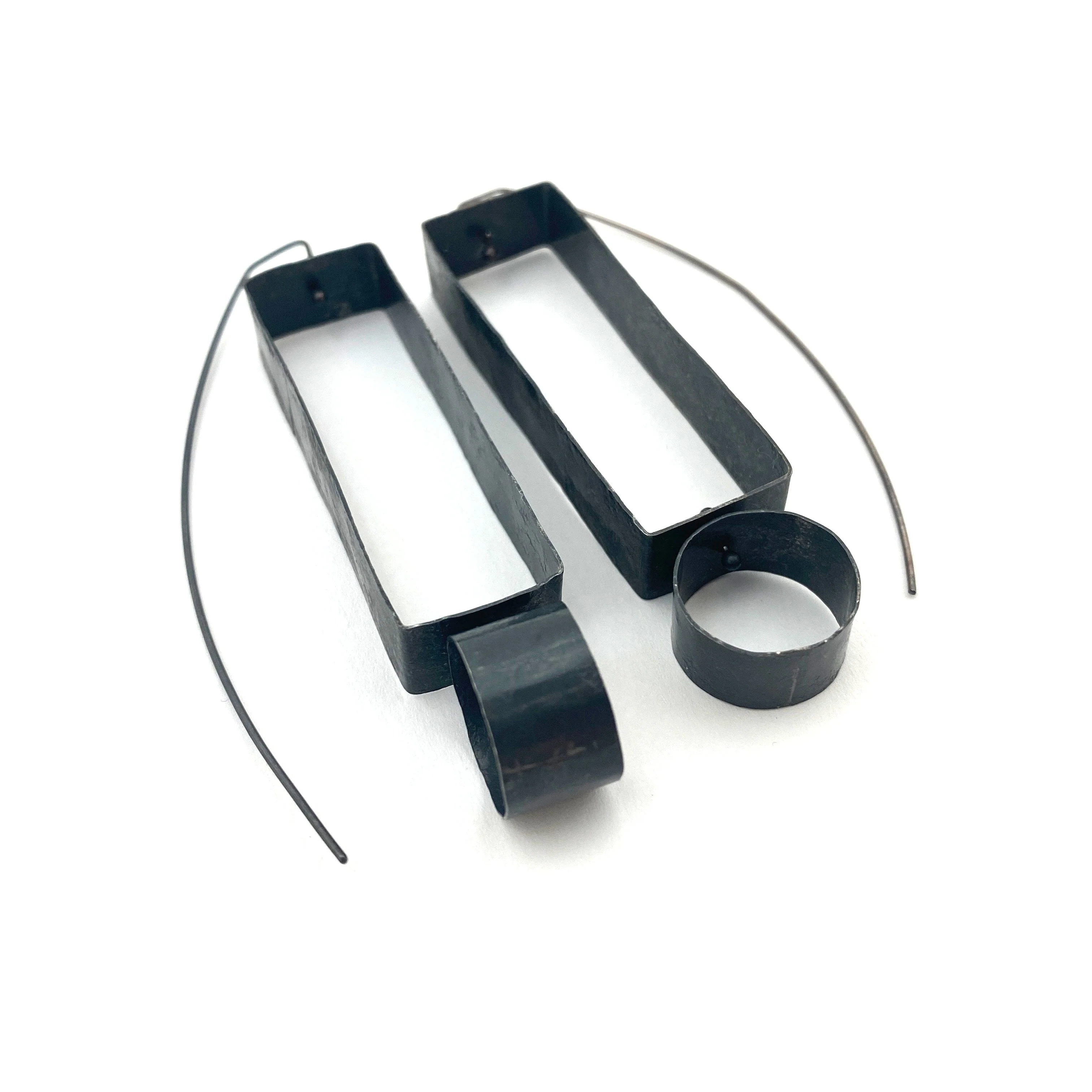 Geometric Oxidized Silver Earrings - Image 6