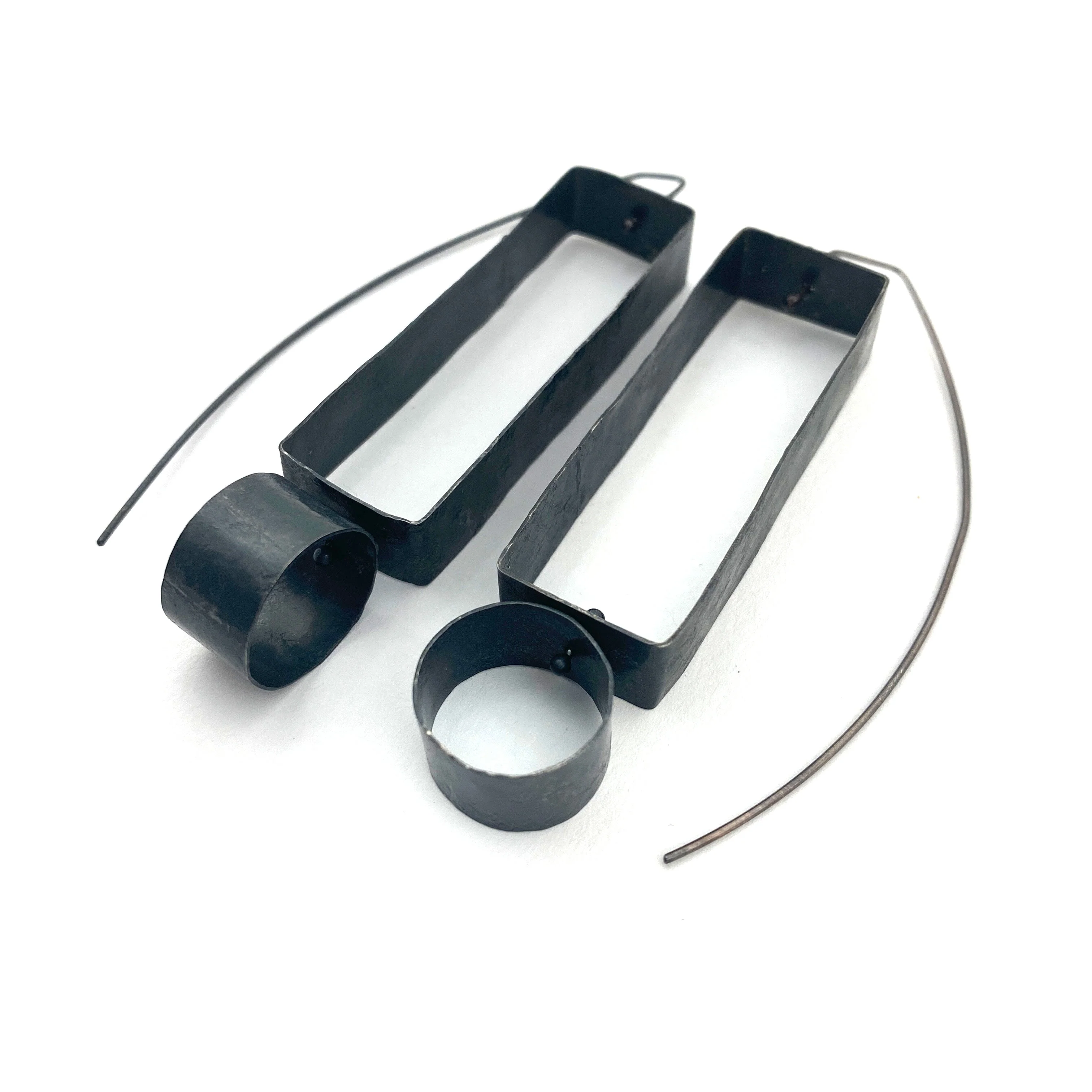 Geometric Oxidized Silver Earrings - Image 7