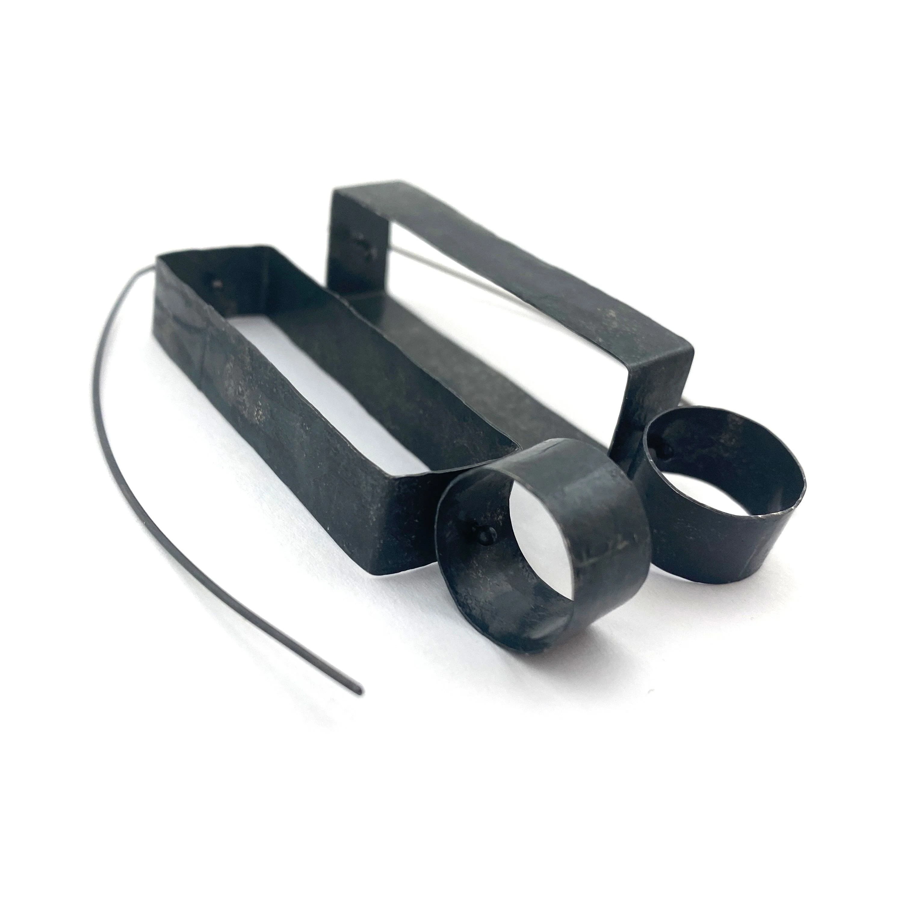 Geometric Oxidized Silver Earrings - Image 9