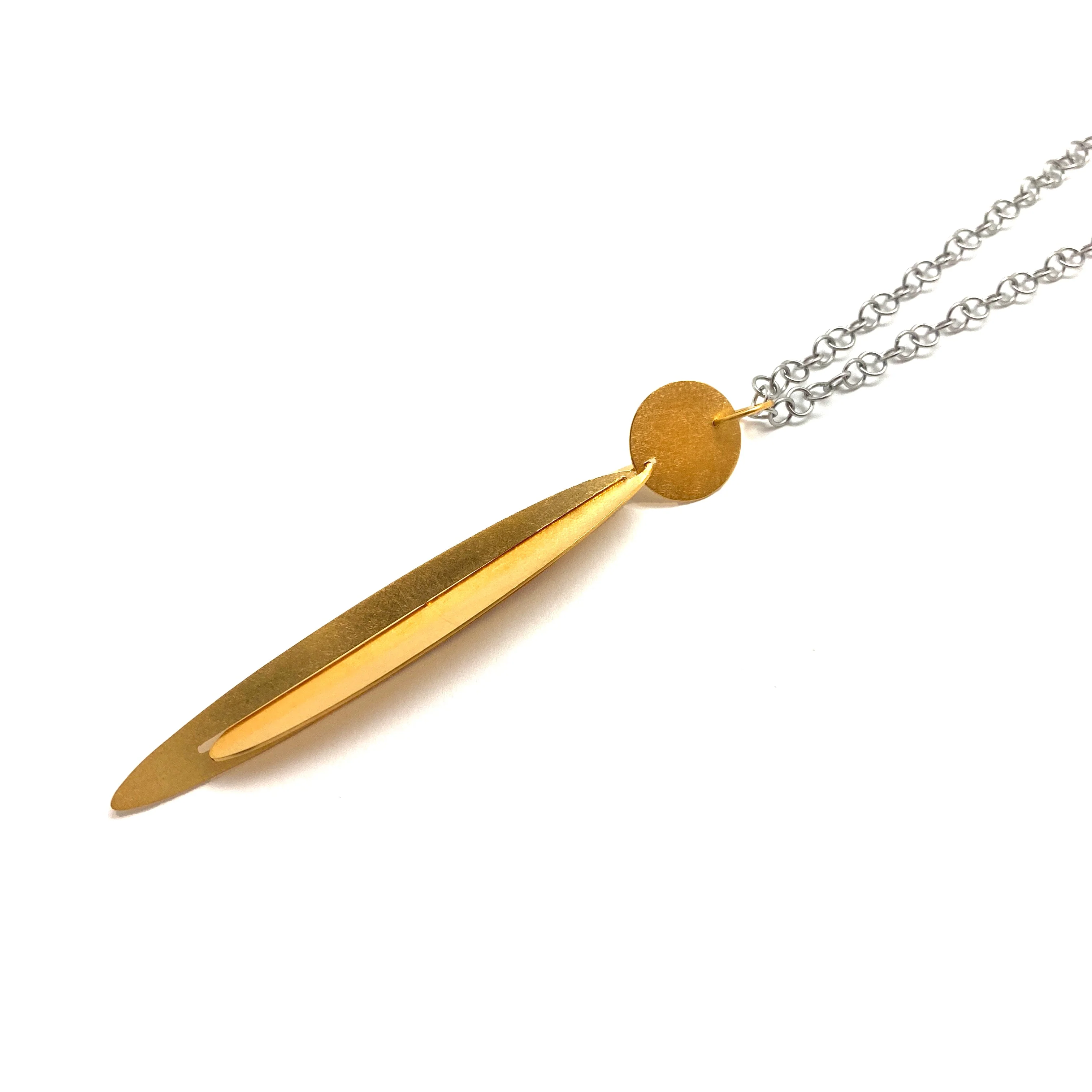 Long Gold Geometric Pendant Necklace - Image 4