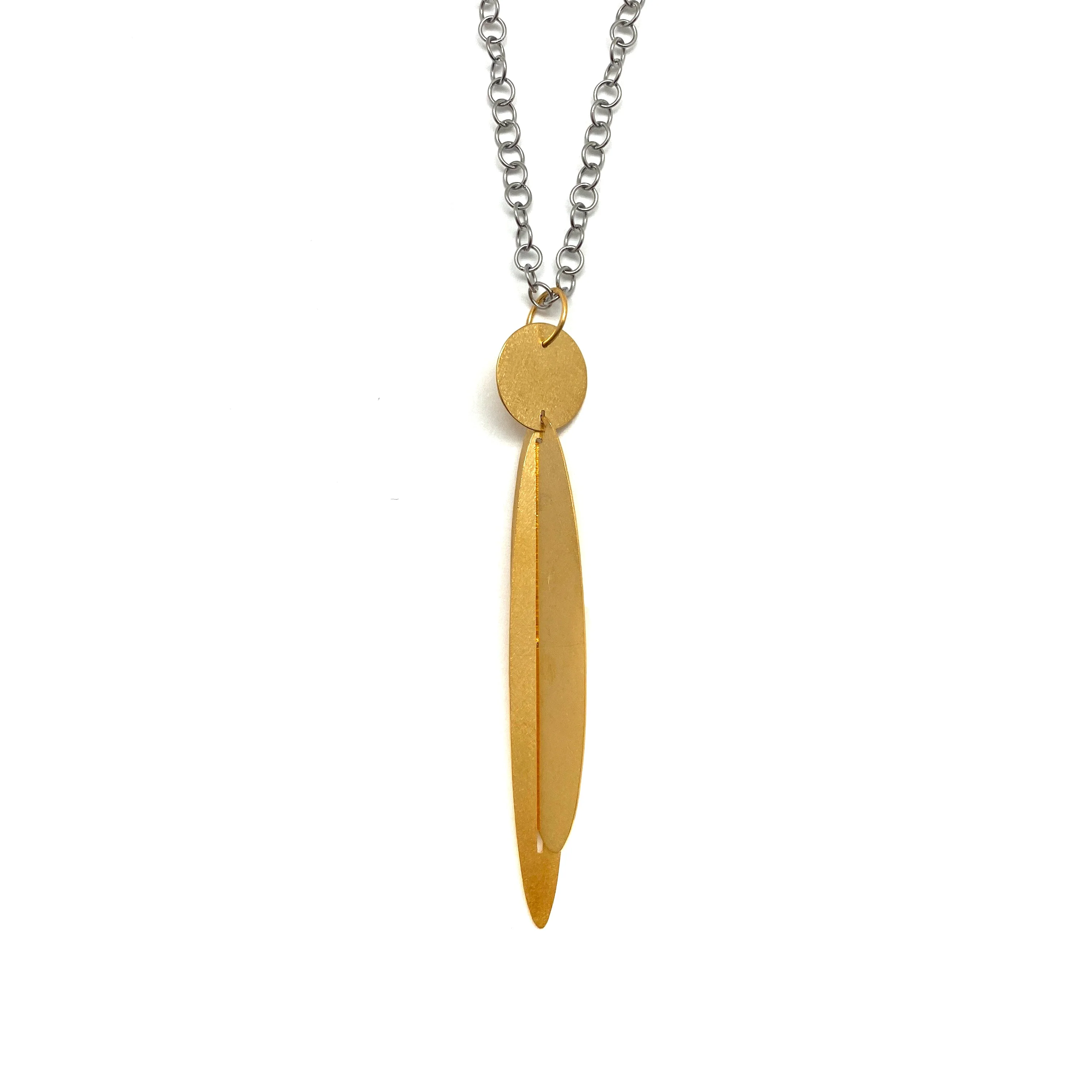 Long Gold Geometric Pendant Necklace - Image 5