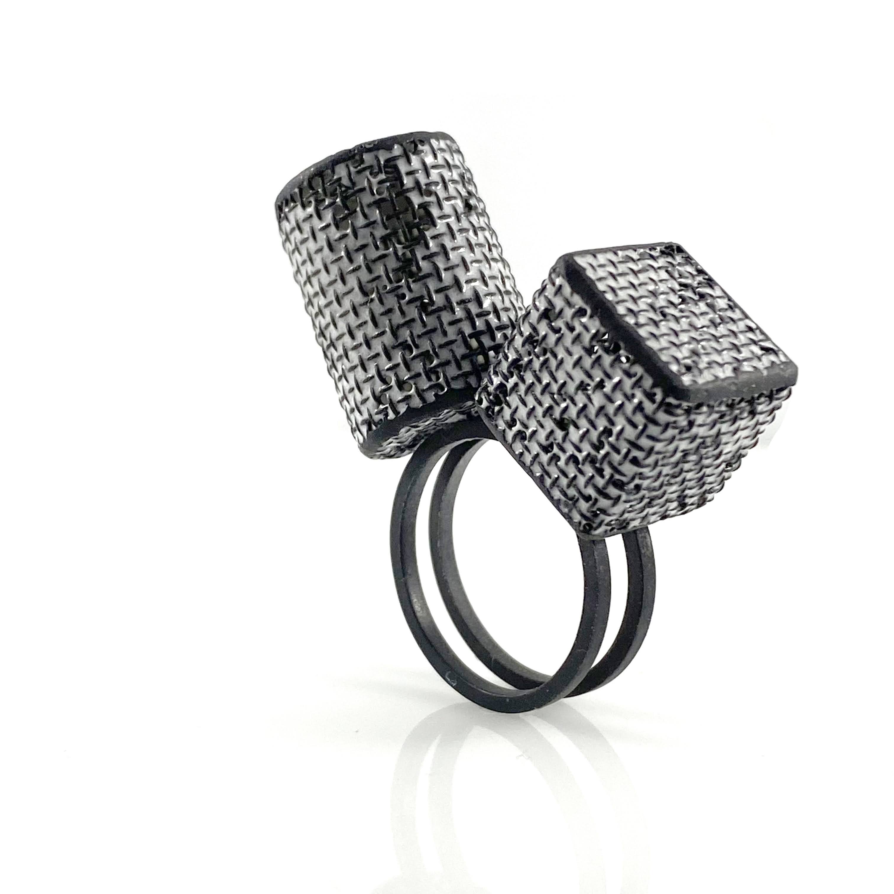 Mesh Cylinder and Cube Ring - Image 5