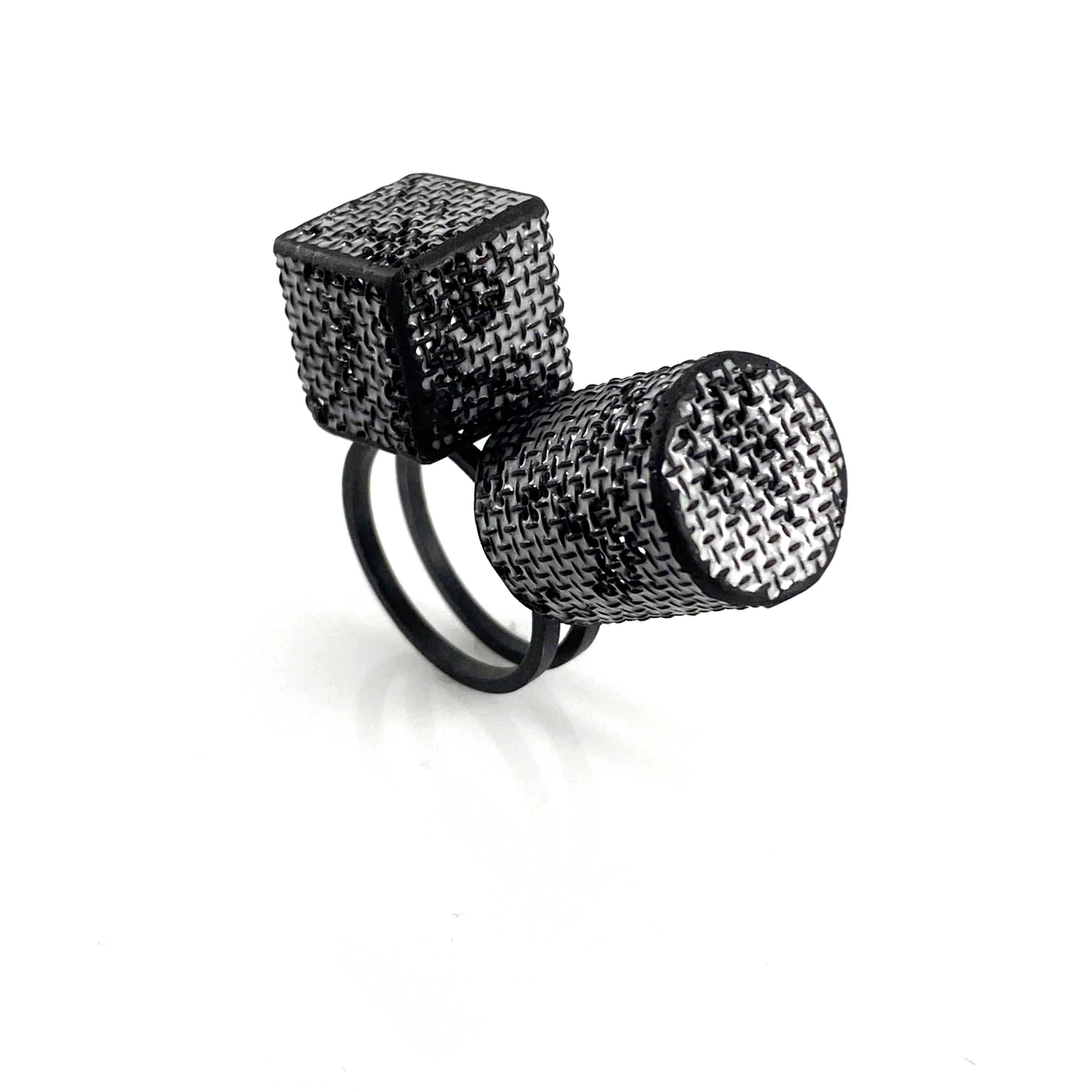 Mesh Cylinder and Cube Ring - Image 6