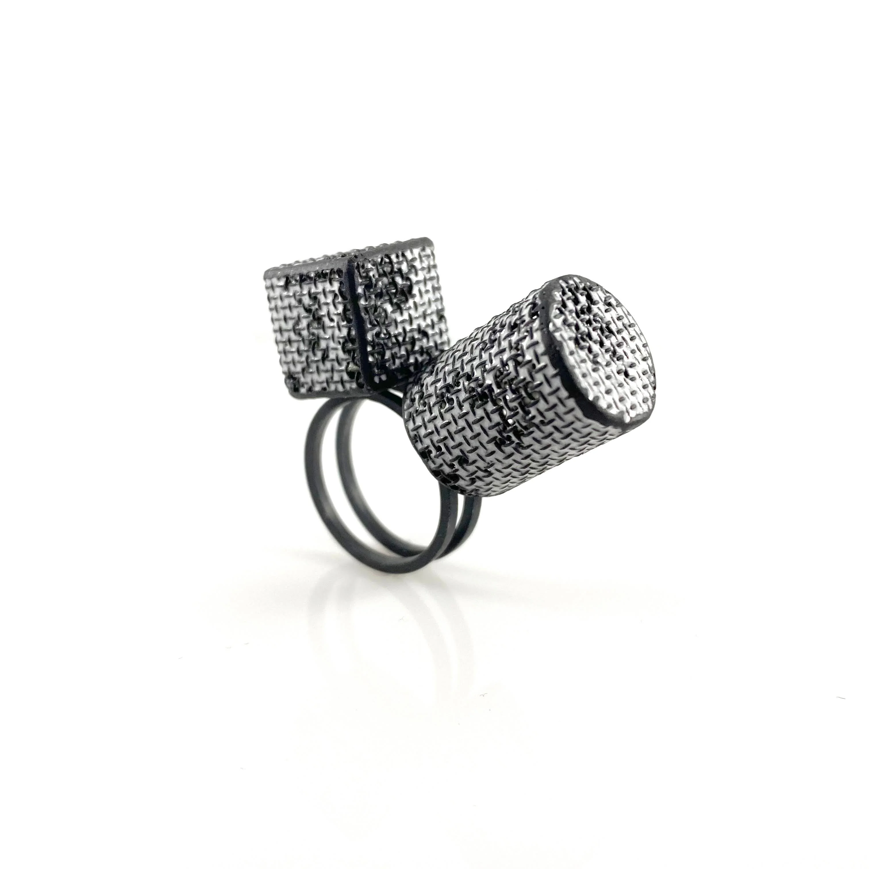 Mesh Cylinder and Cube Ring - Image 7