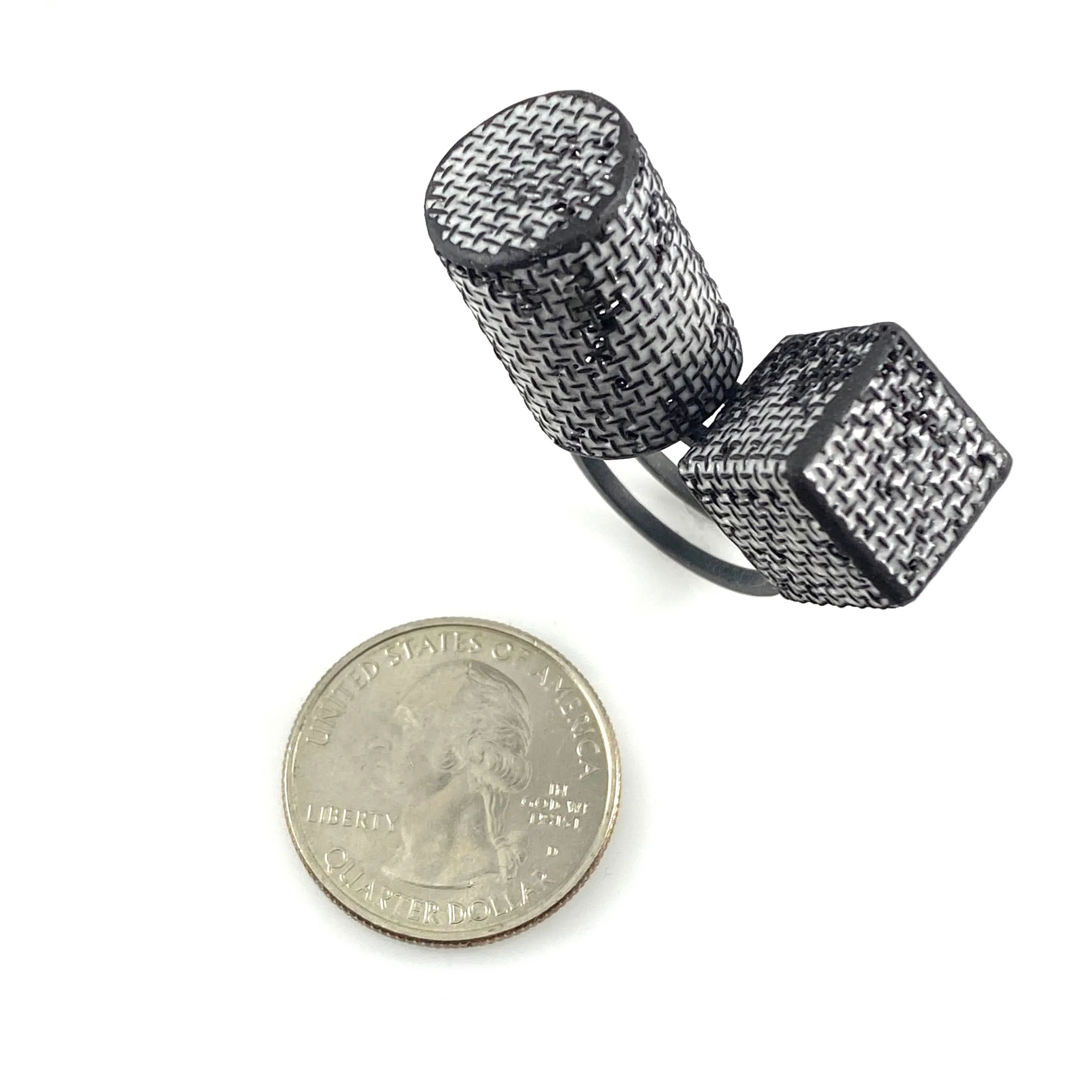 Mesh Cylinder and Cube Ring - Image 9