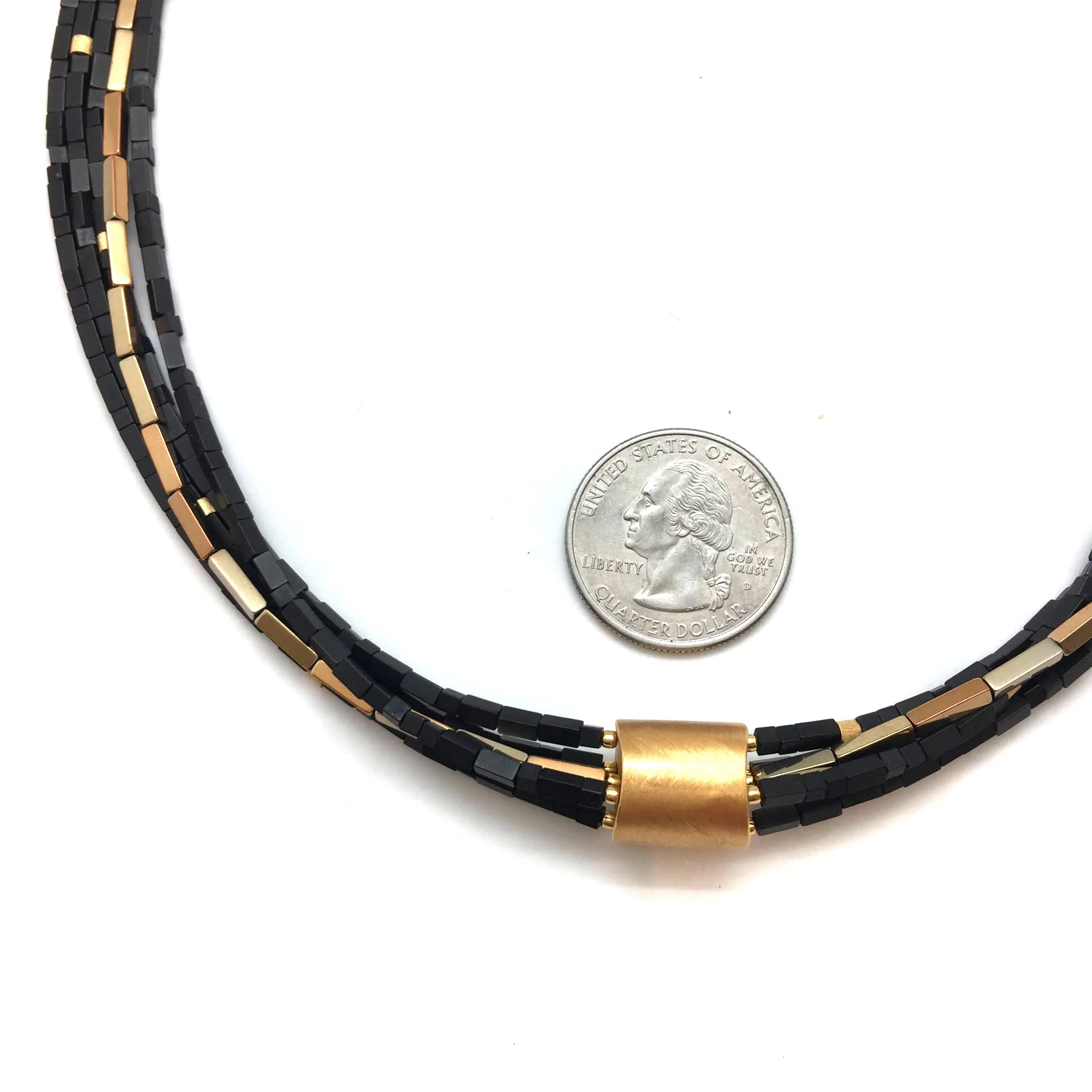 Multi-Strand Necklace with Gold Accent - Image 4