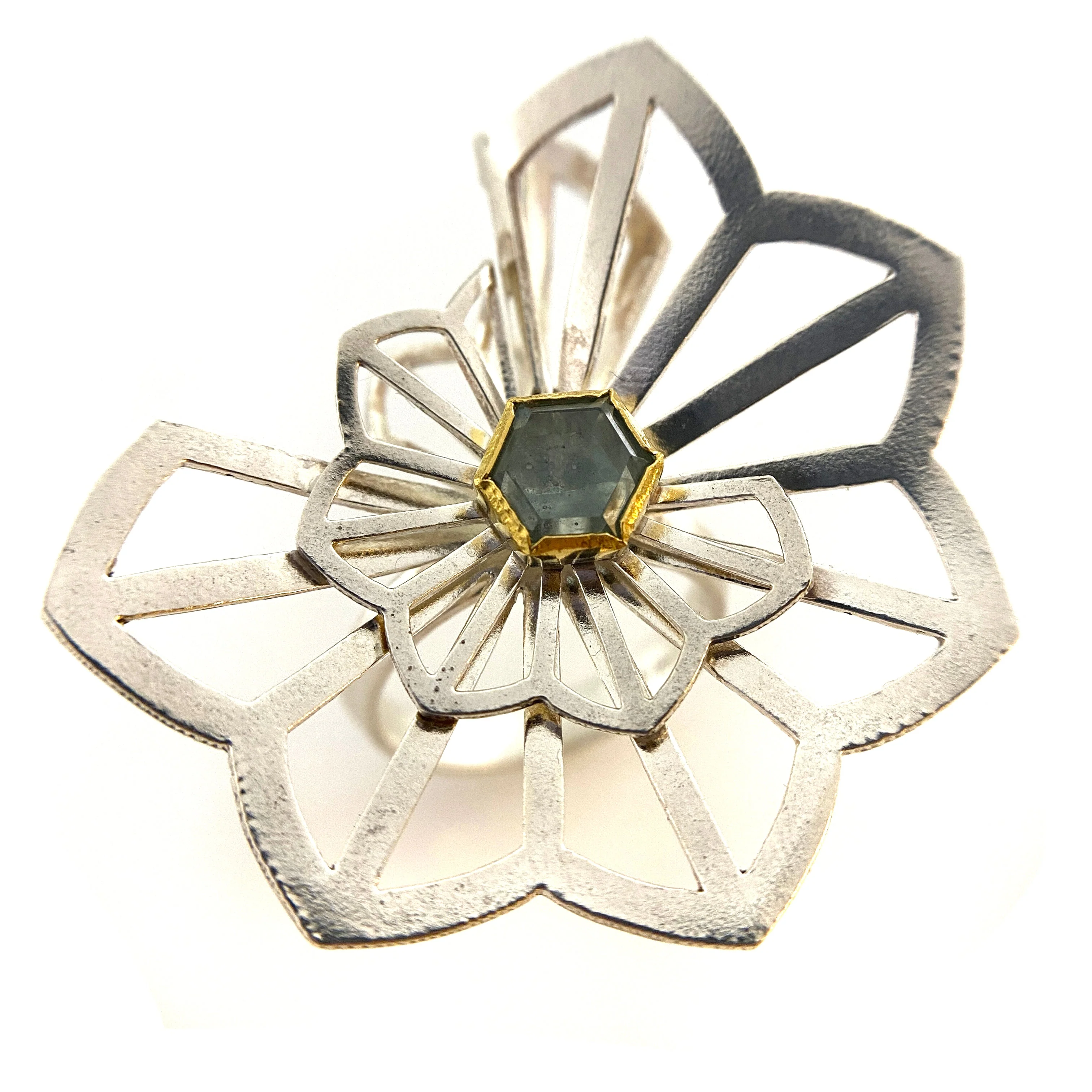 One of a Kind Origami Ring with Montana Sapphire - Image 4