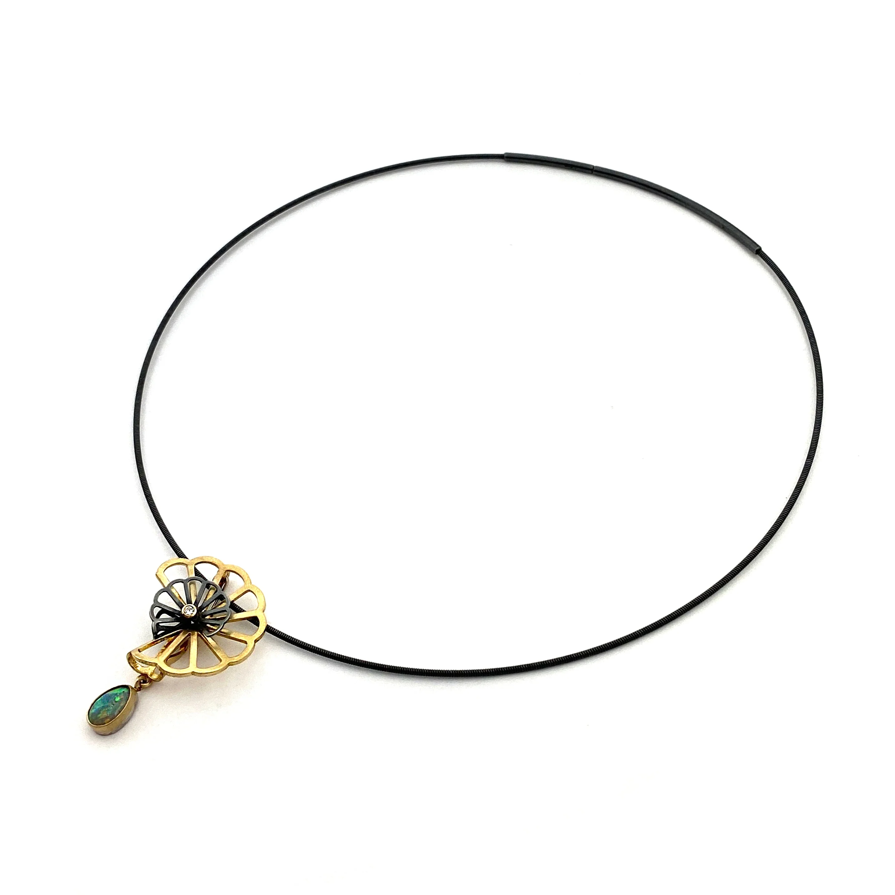 Opal Double Cloud Fold Convertible Pendant and Pin - Image 3