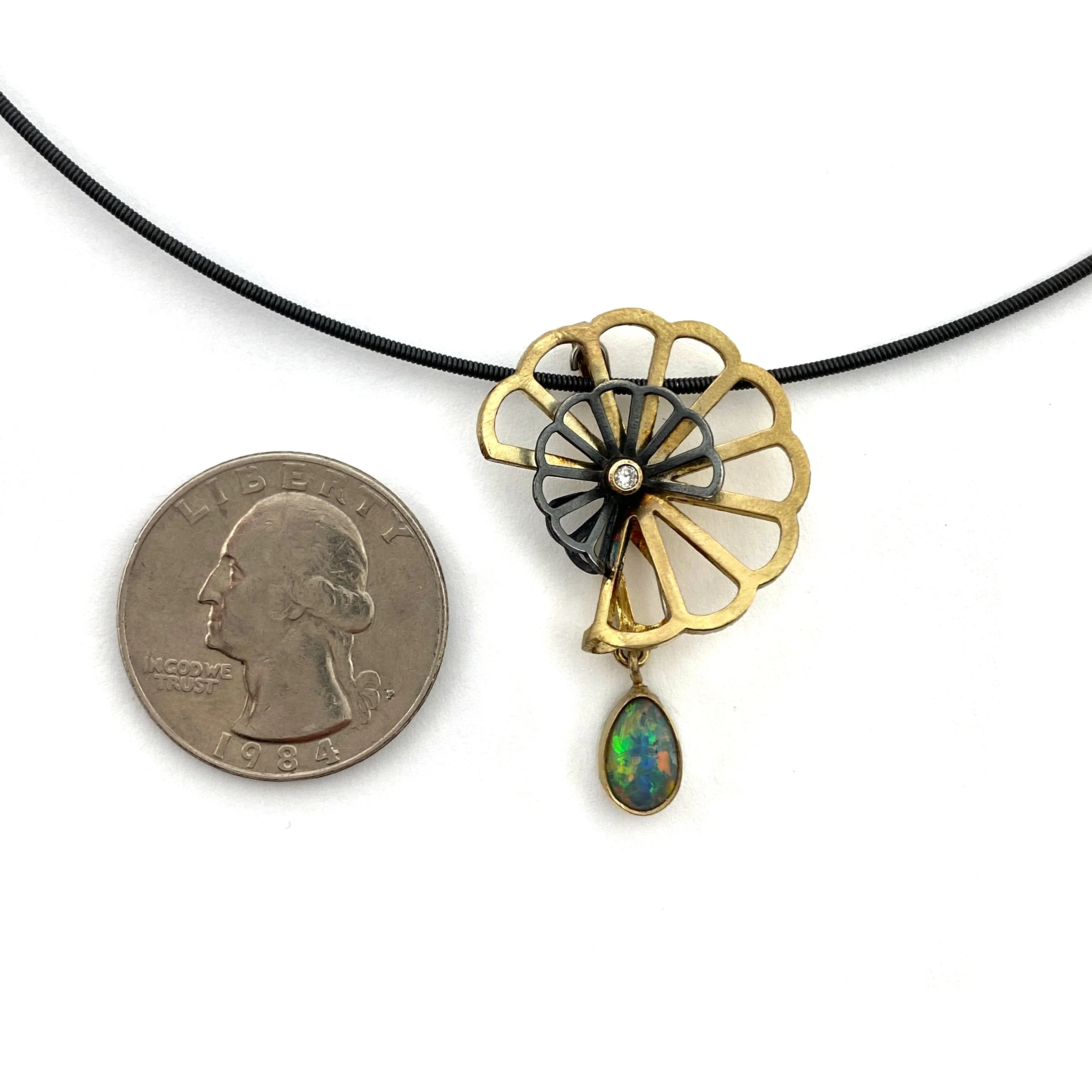 Opal Double Cloud Fold Convertible Pendant and Pin - Image 6