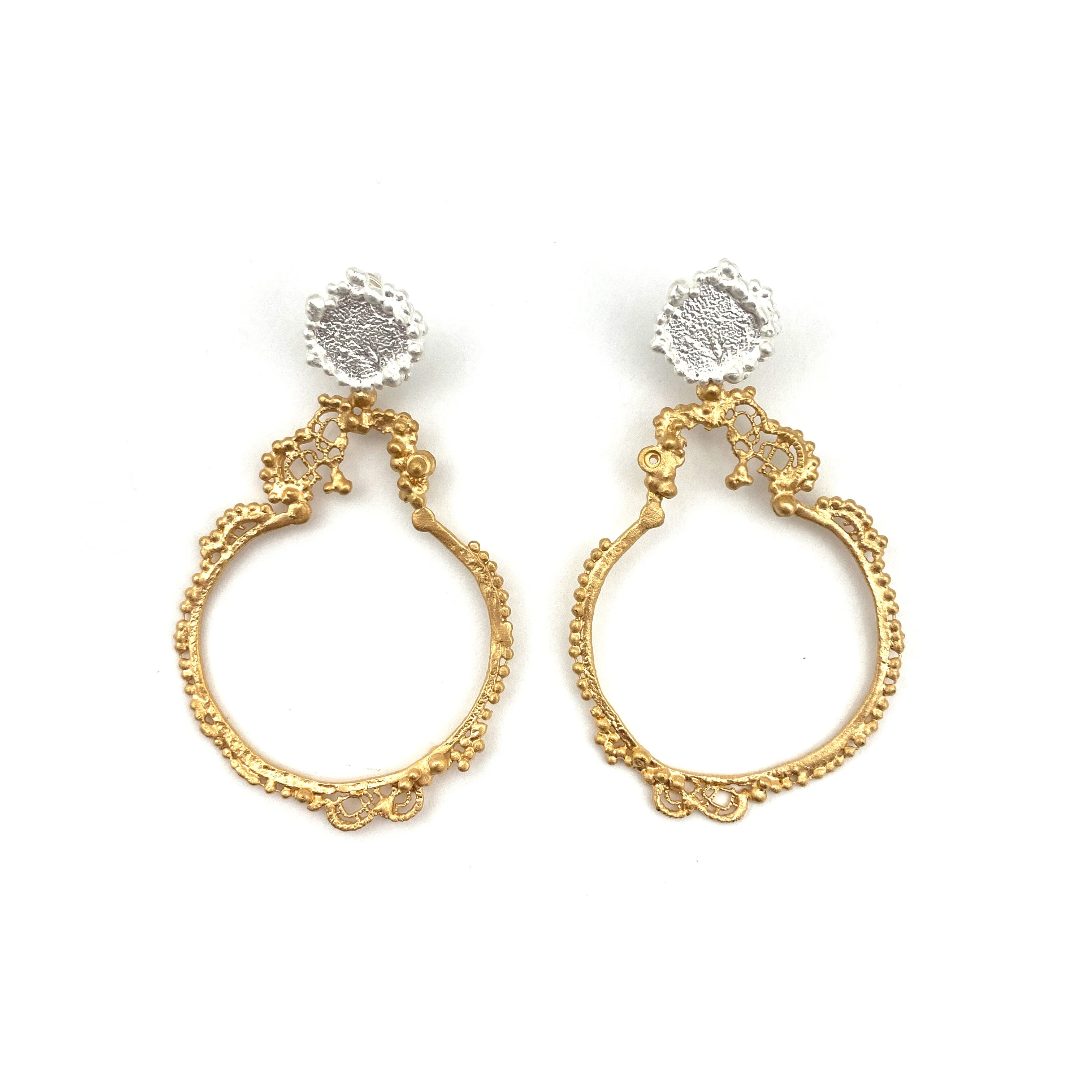 Organic Silver & Gold Earrings - Image 3