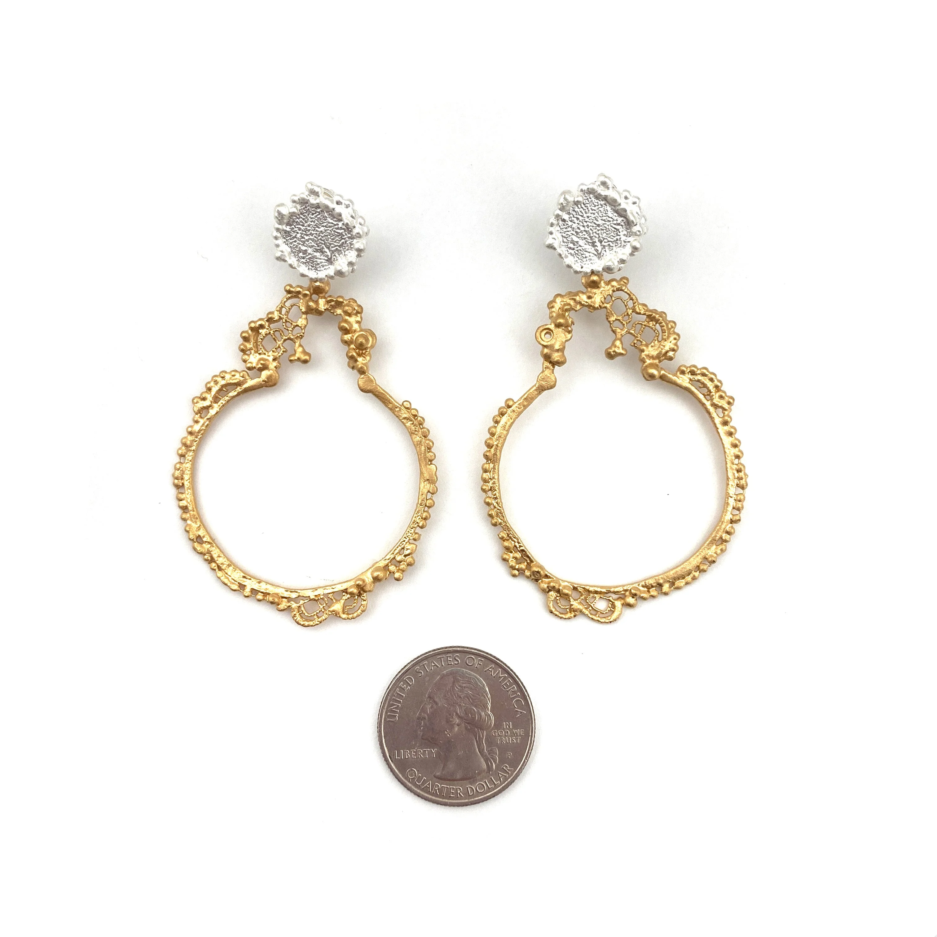 Organic Silver & Gold Earrings - Image 4