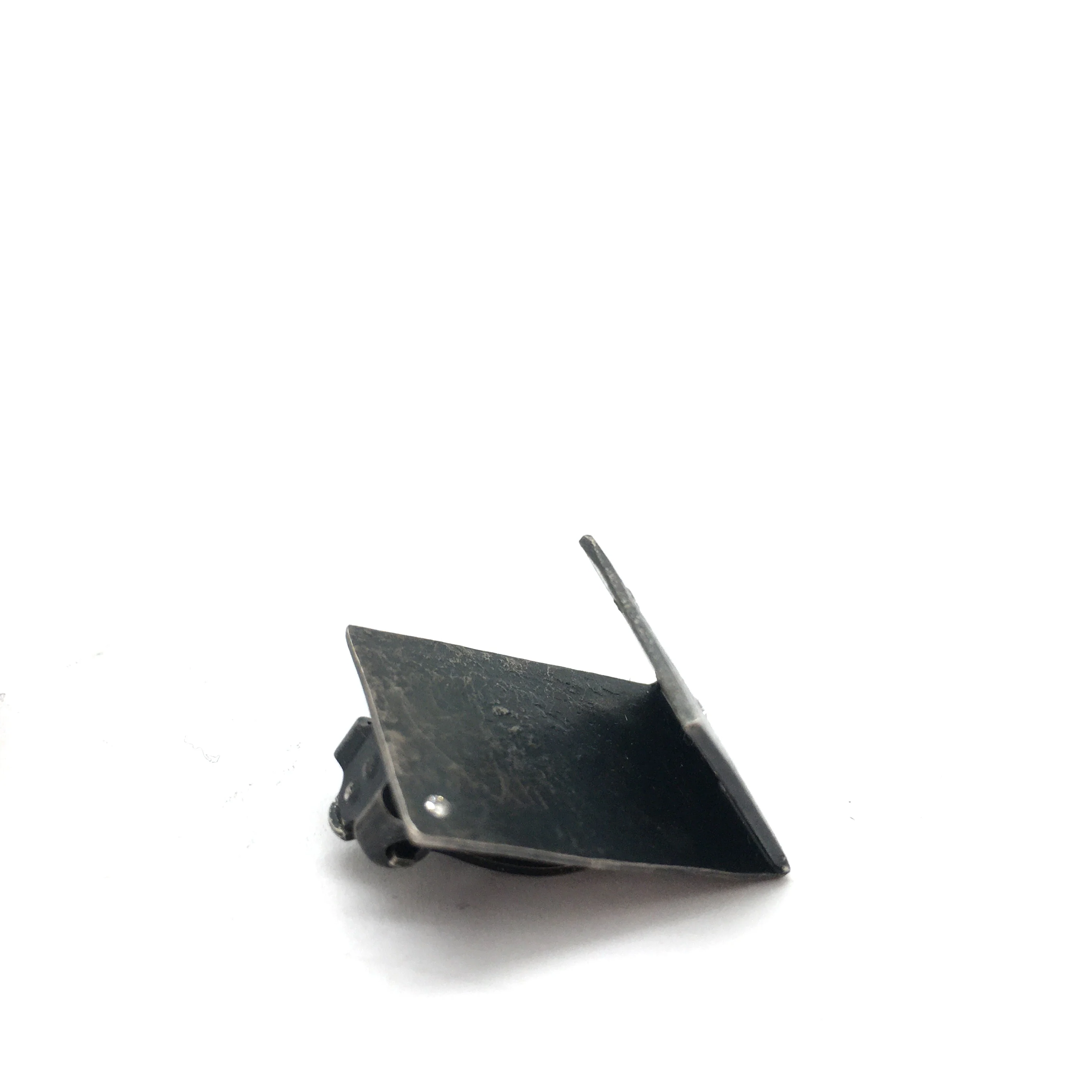 Oxidized Silver Diamond Tab Clip Earrings - Image 6