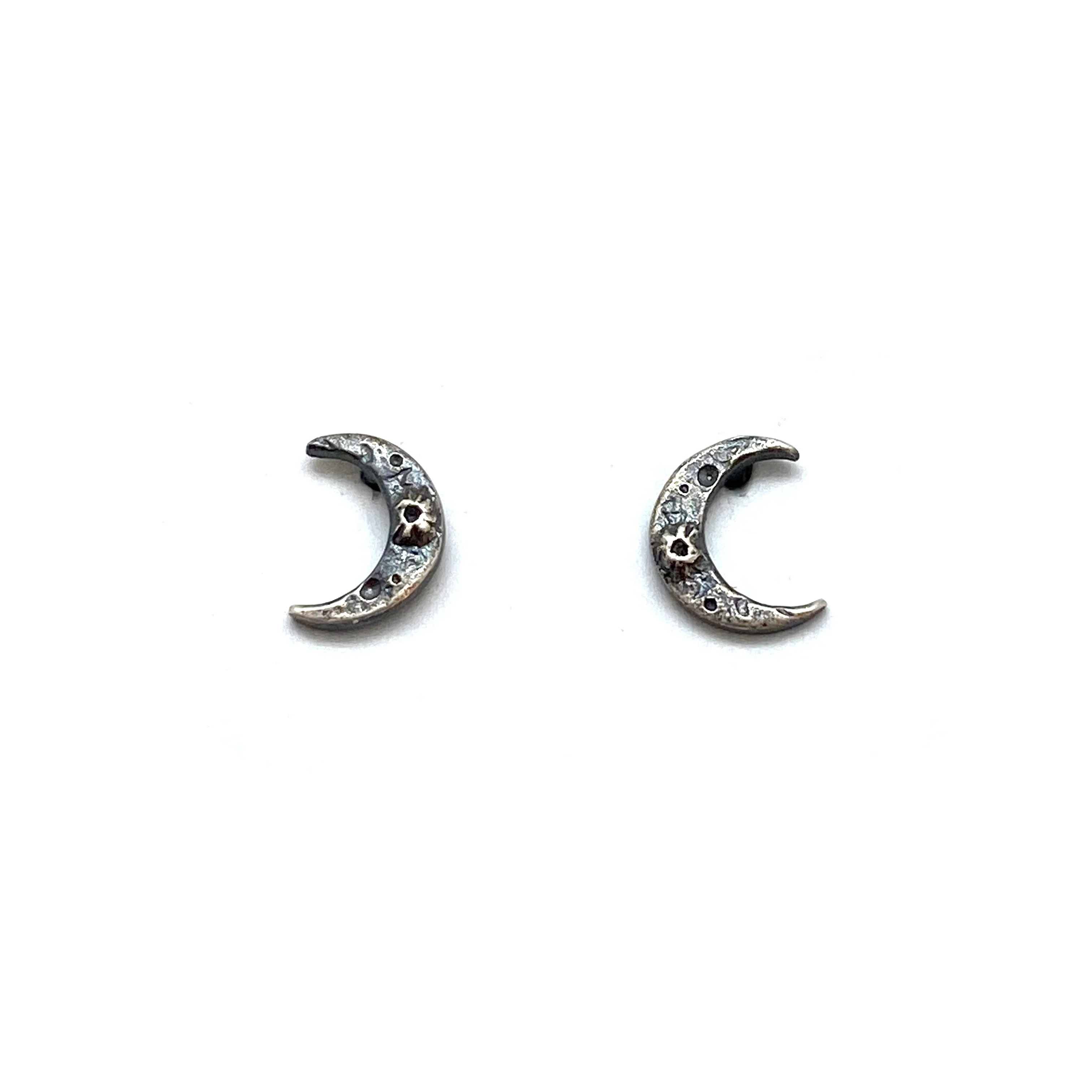 Oxidized Sterling Silver Crescent Moon Studs - Image 5