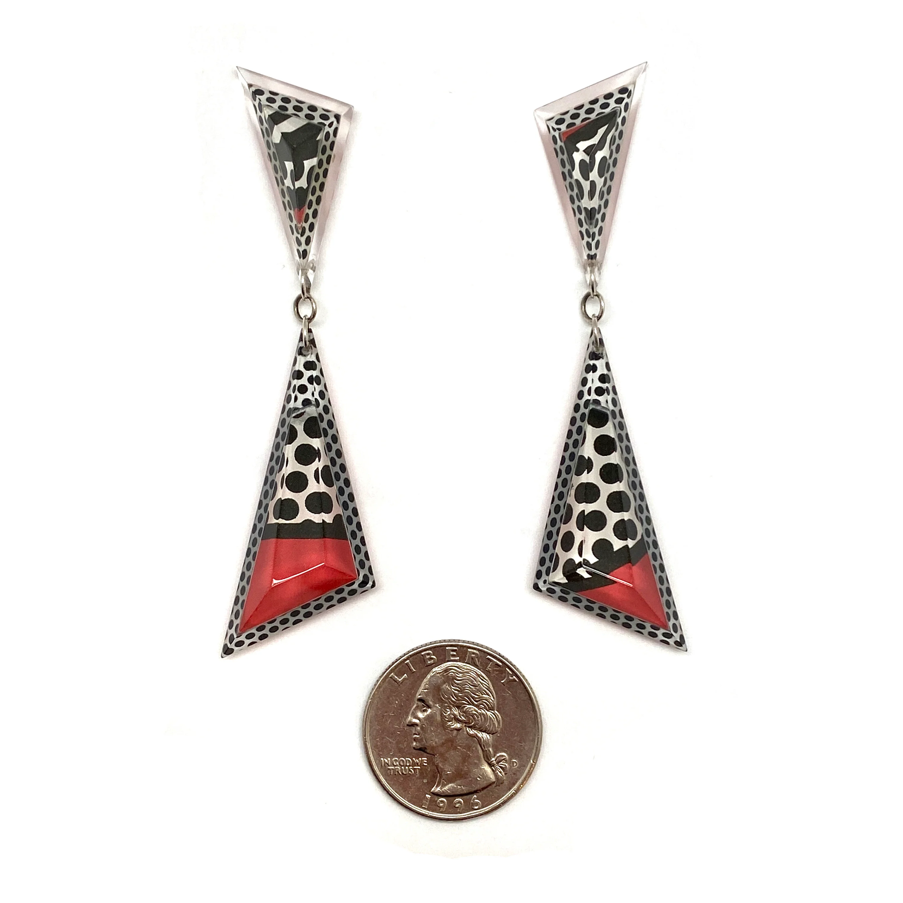 Pop Art Double Triangle Drop Earrings - Image 3