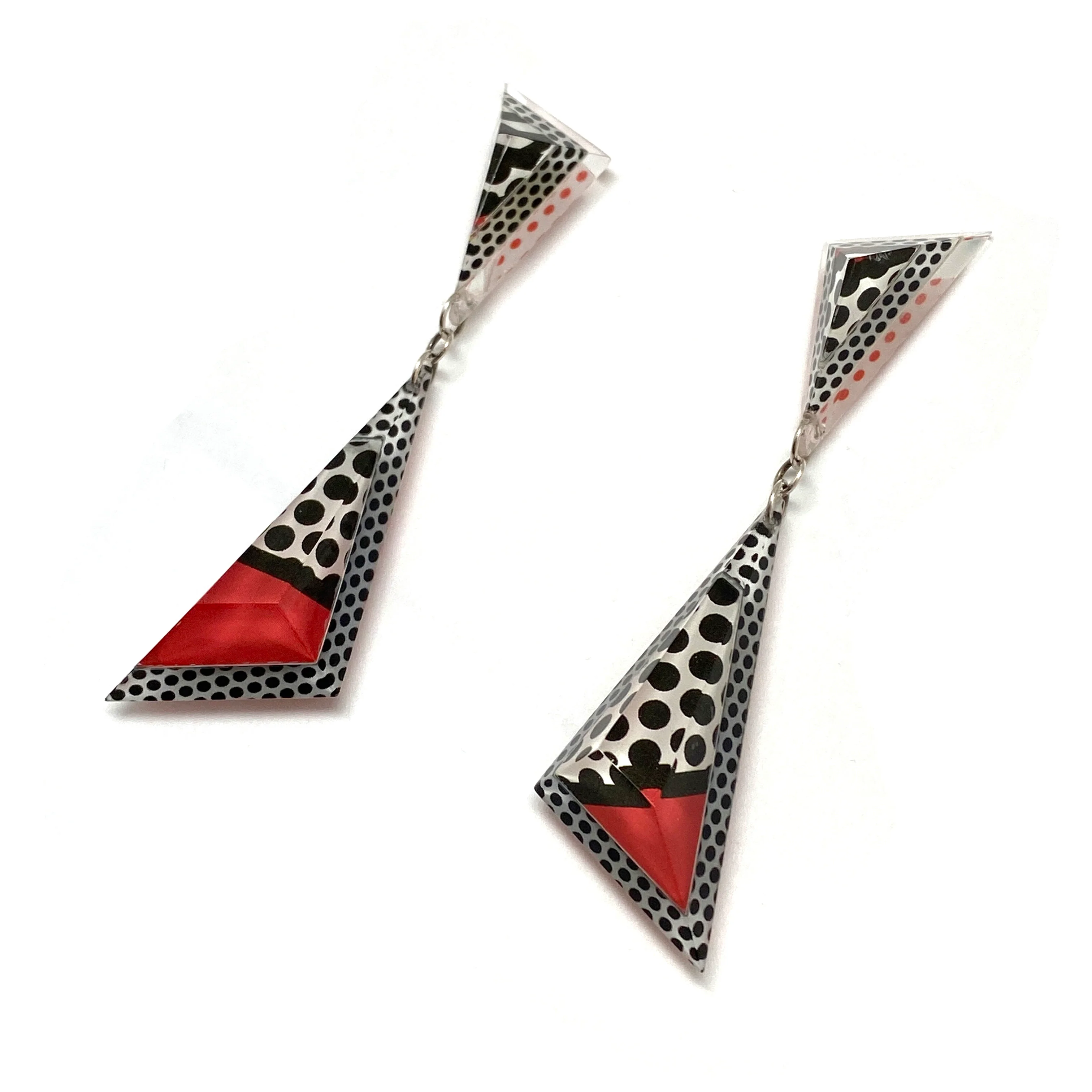 Pop Art Double Triangle Drop Earrings - Image 4