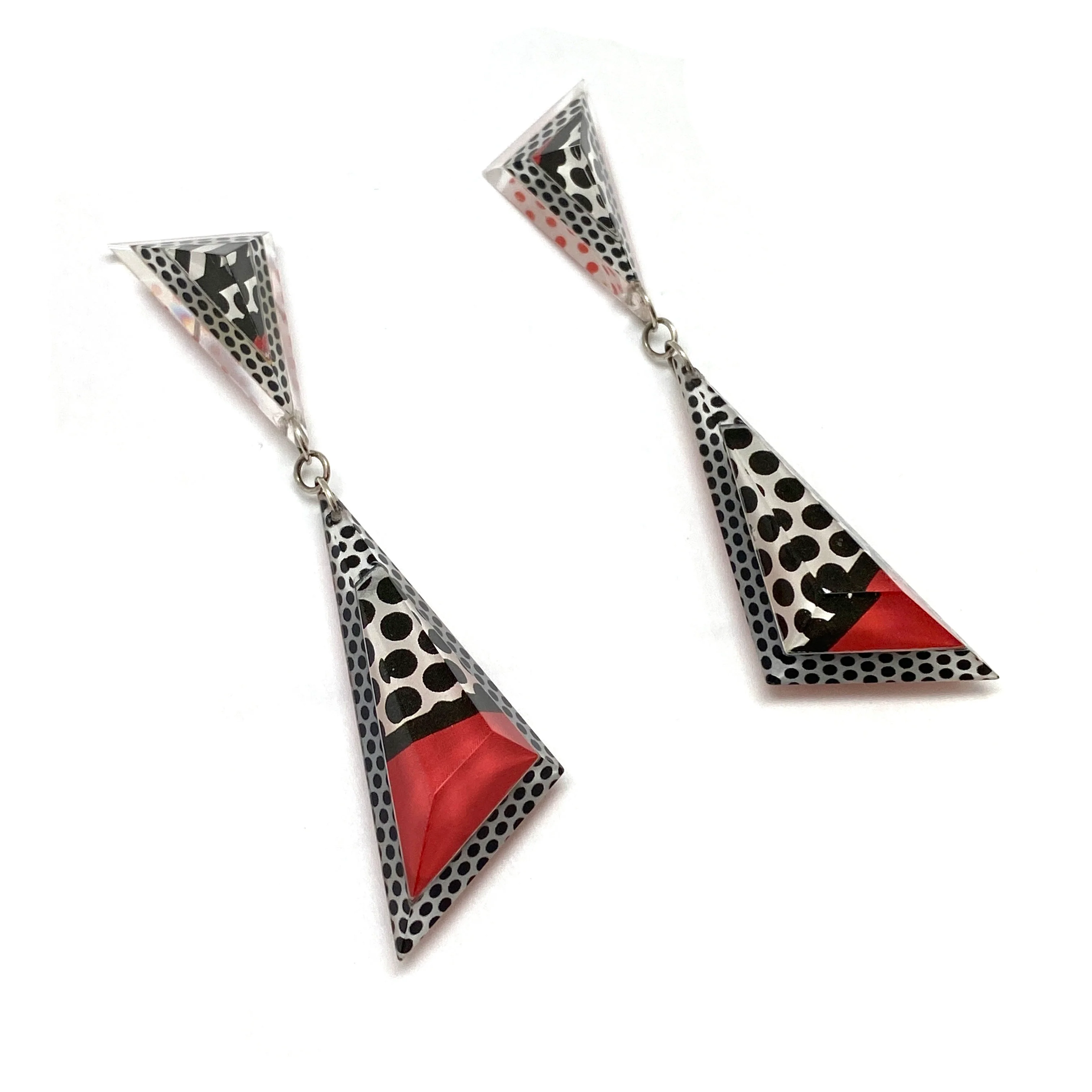 Pop Art Double Triangle Drop Earrings - Image 5