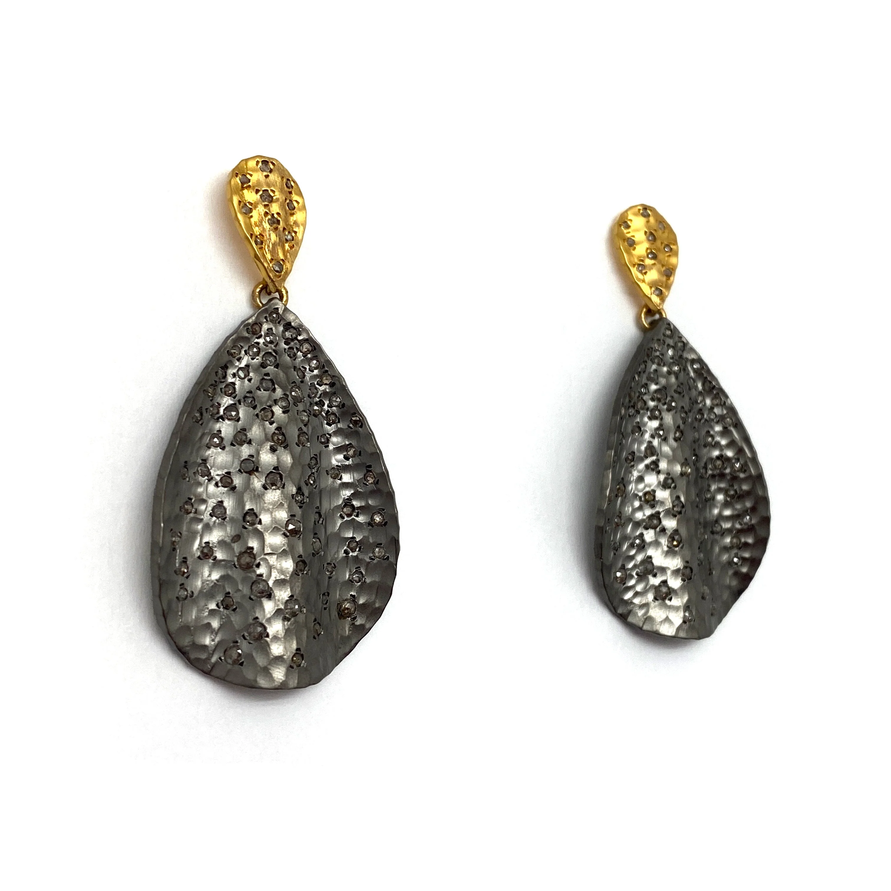 Raw Diamond Black Dangle Earrings - Image 3