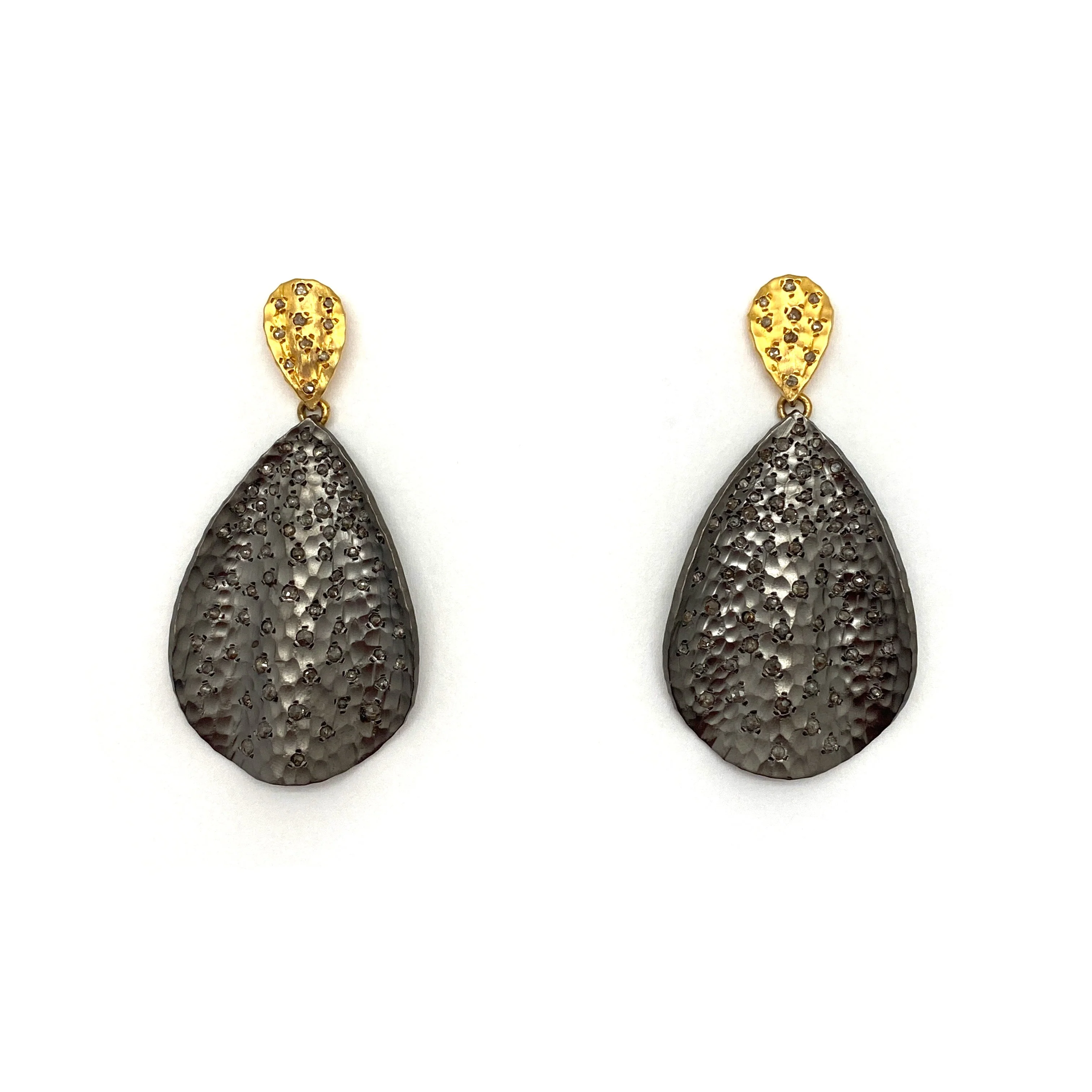 Raw Diamond Black Dangle Earrings - Image 5