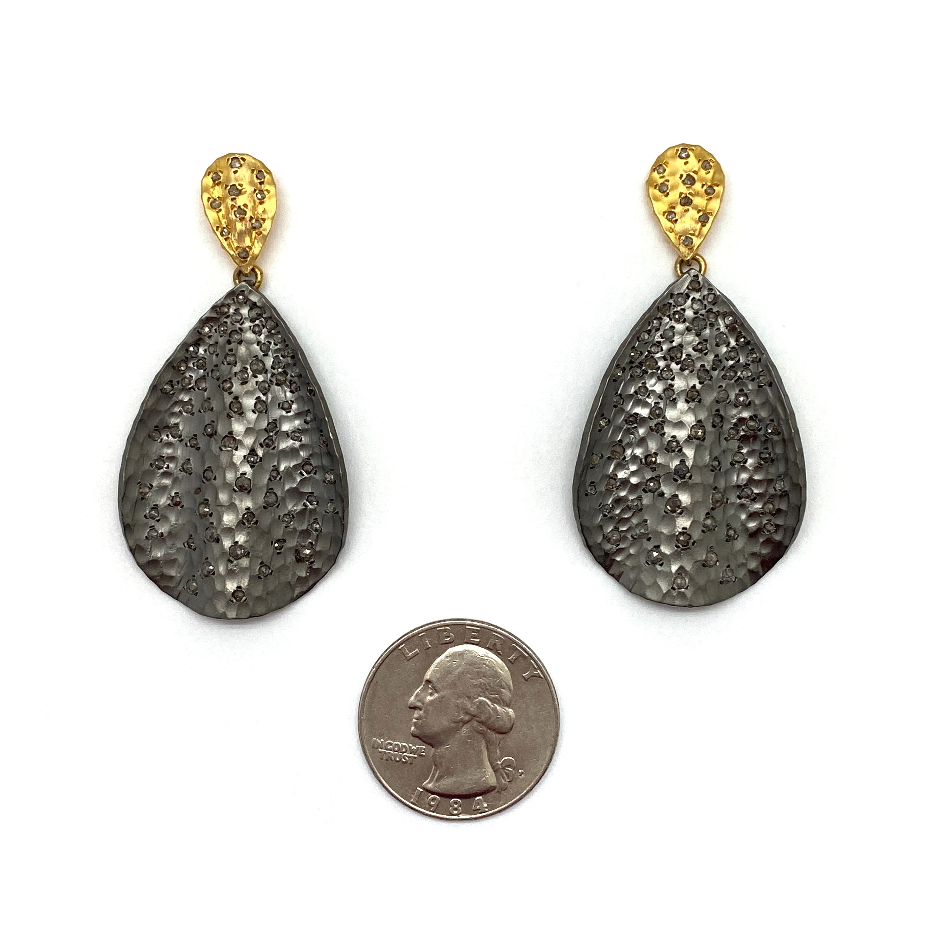 Raw Diamond Black Dangle Earrings - Image 6