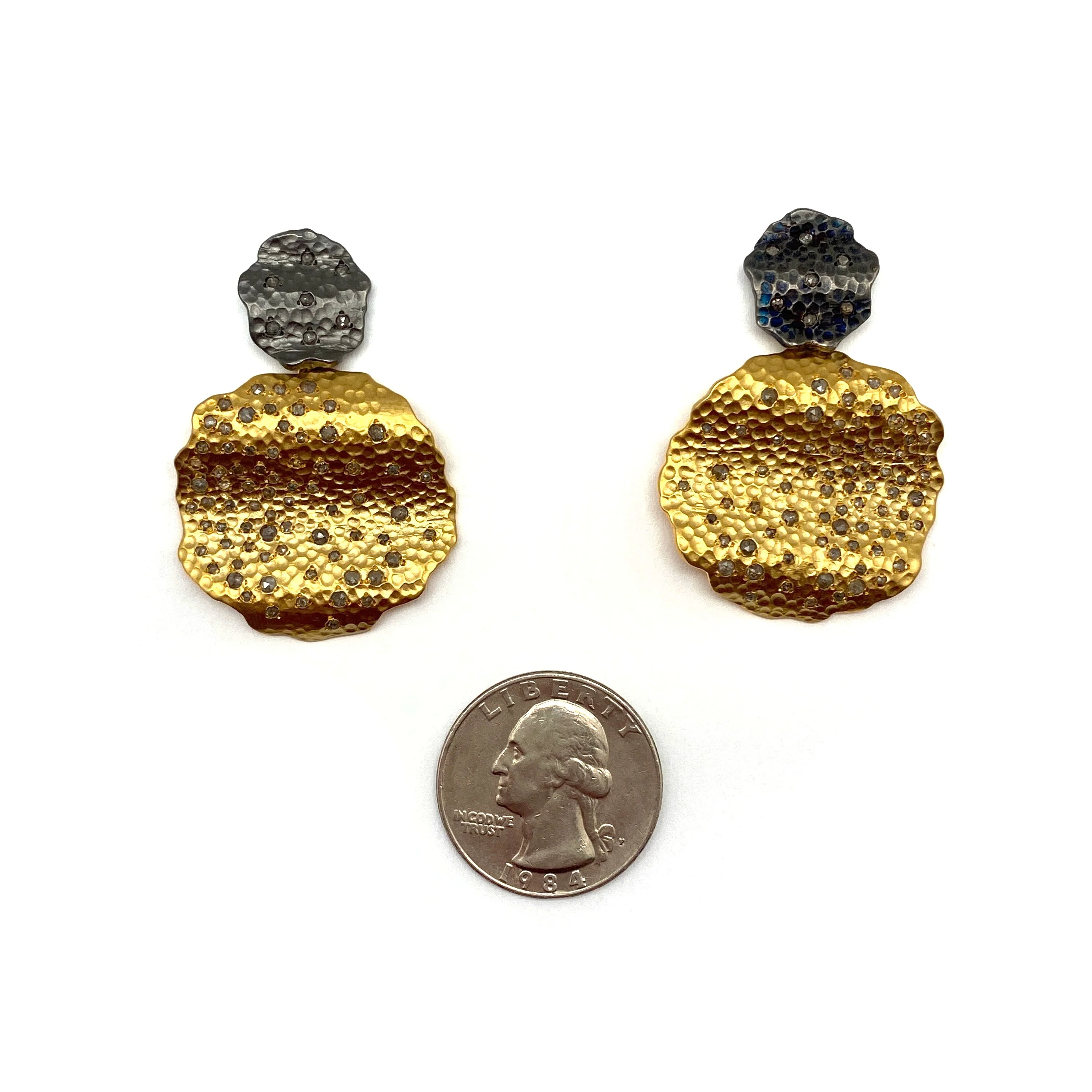 Raw Diamond Gold Dangle Earrings - Image 3