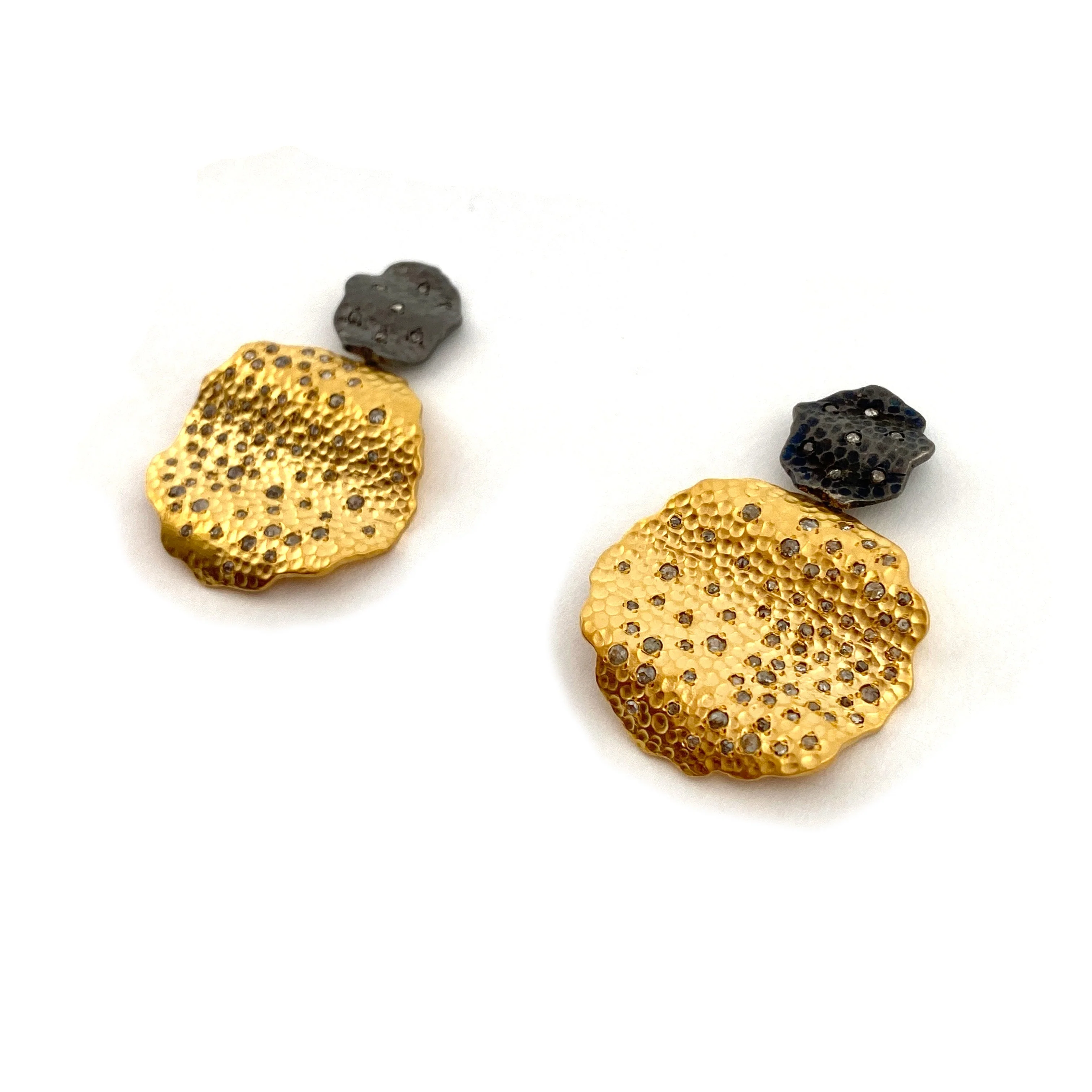 Raw Diamond Gold Dangle Earrings - Image 4