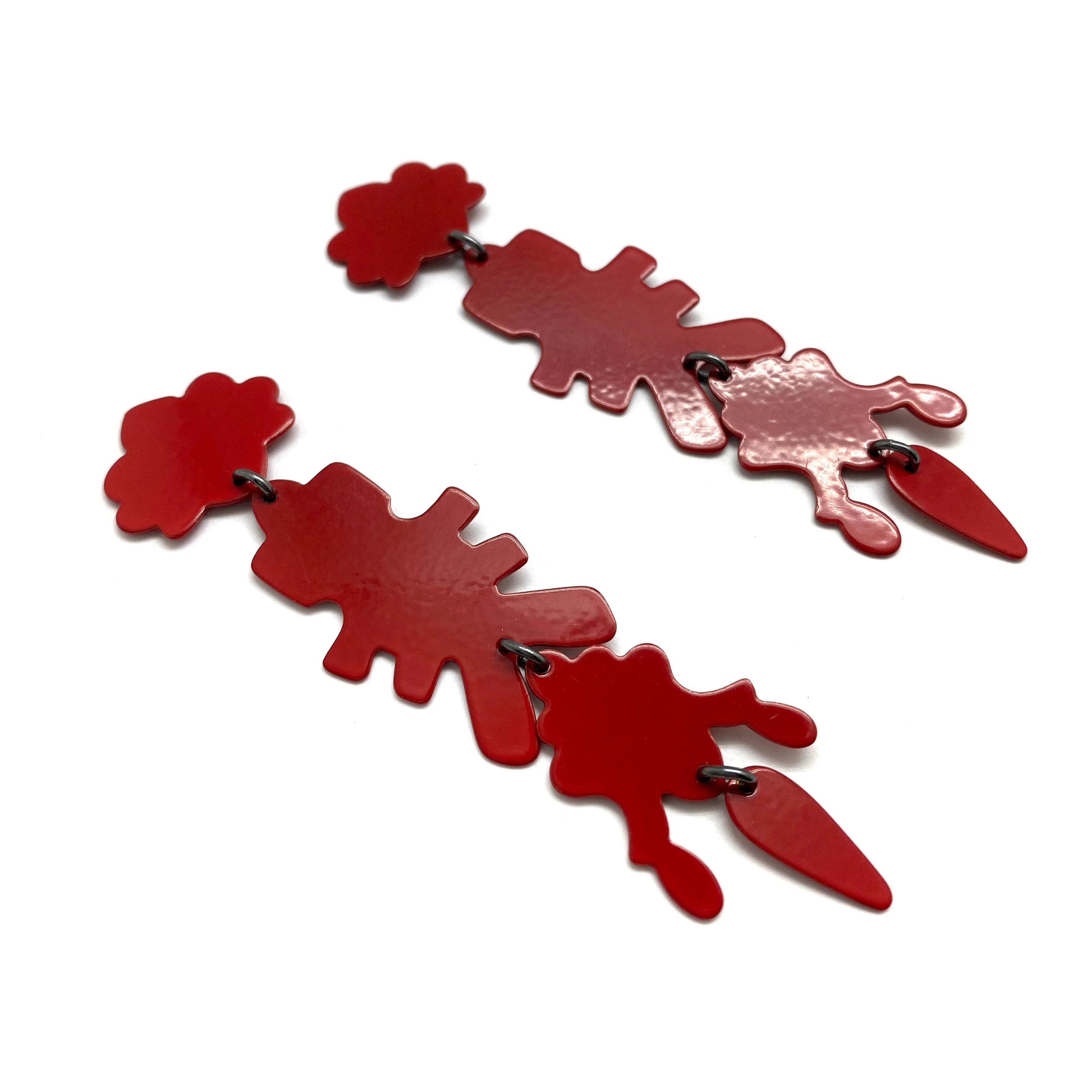Red Chandelier Drop Earrings - Image 3
