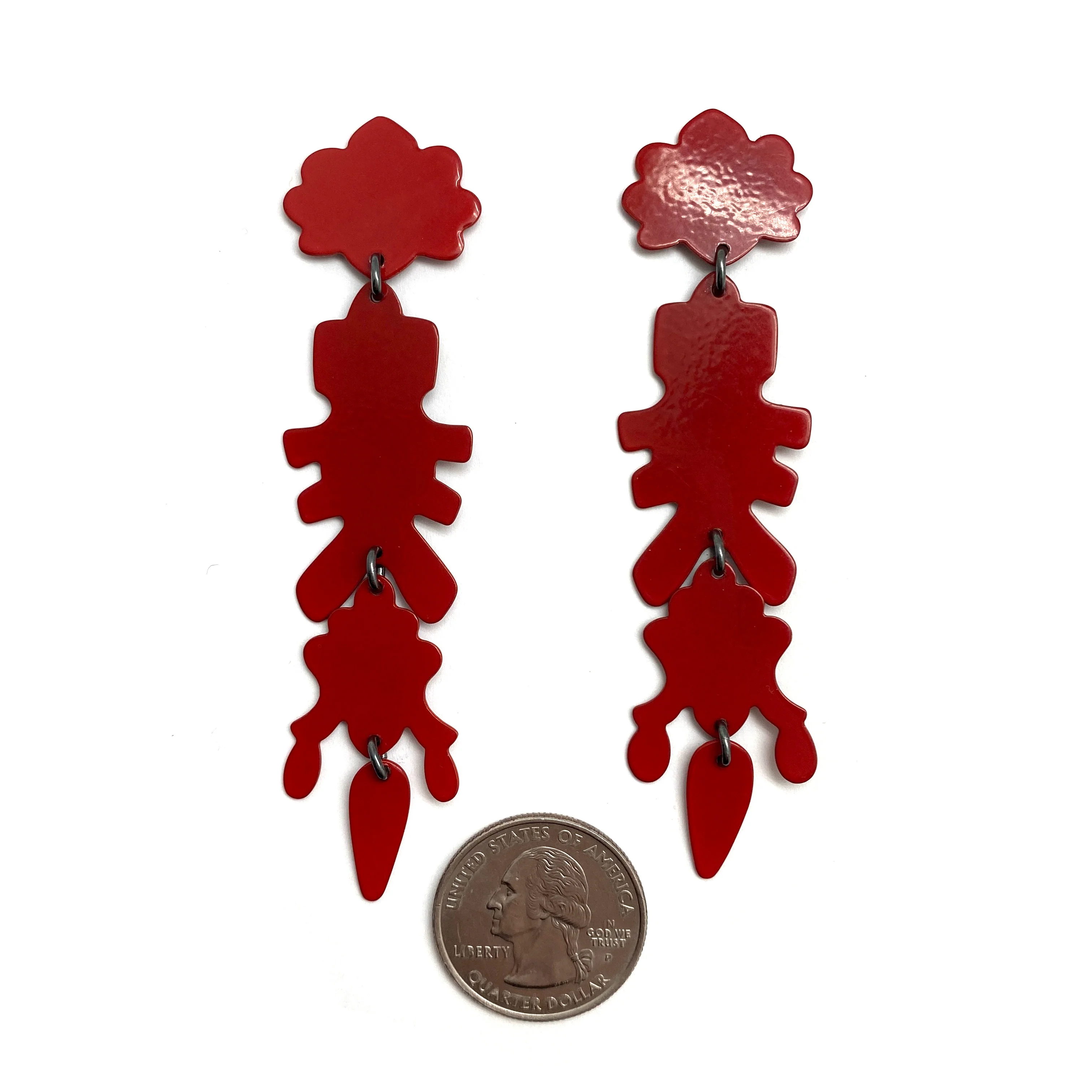 Red Chandelier Drop Earrings - Image 4