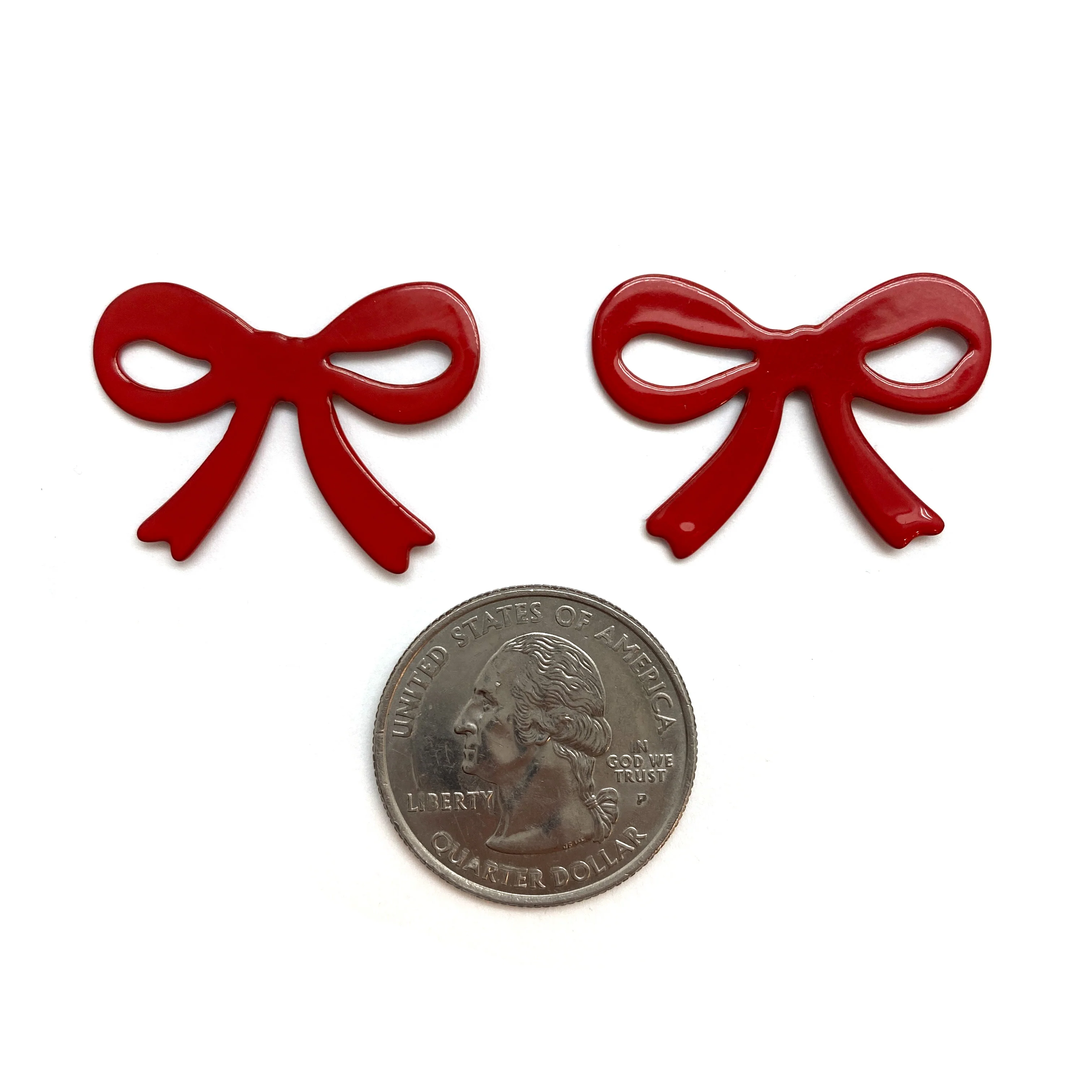 Red Ribbon Bow Studs - Image 5