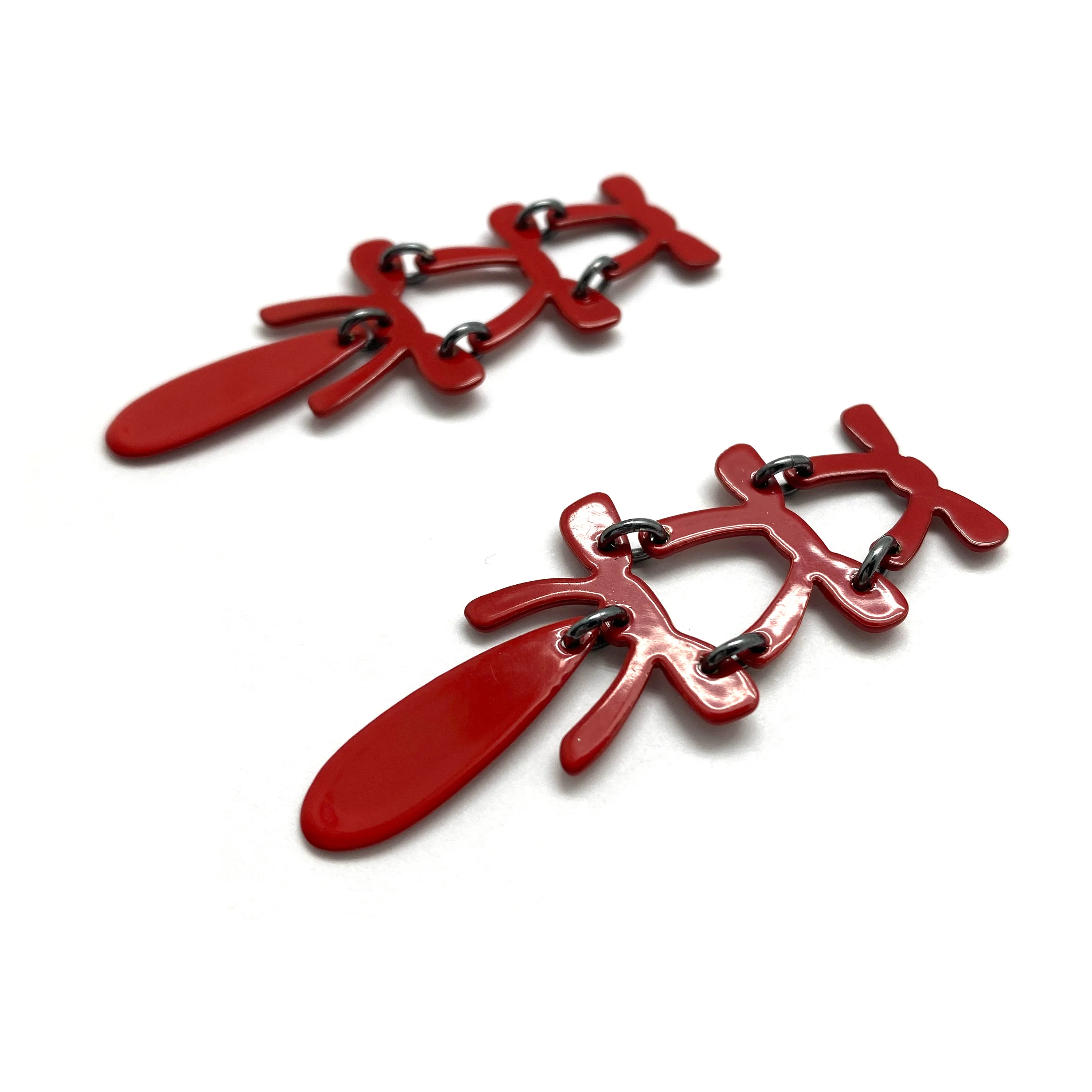 Red Ribbon Drop Earrings - Image 4
