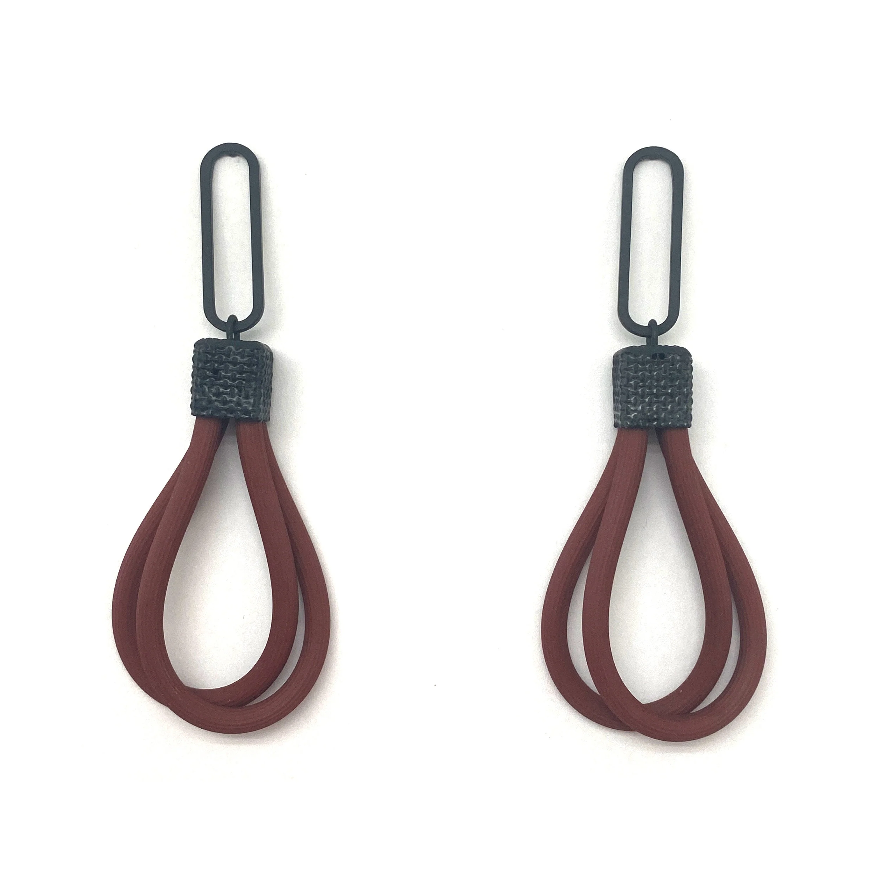 Red Rubber Drop Earrings - Image 3