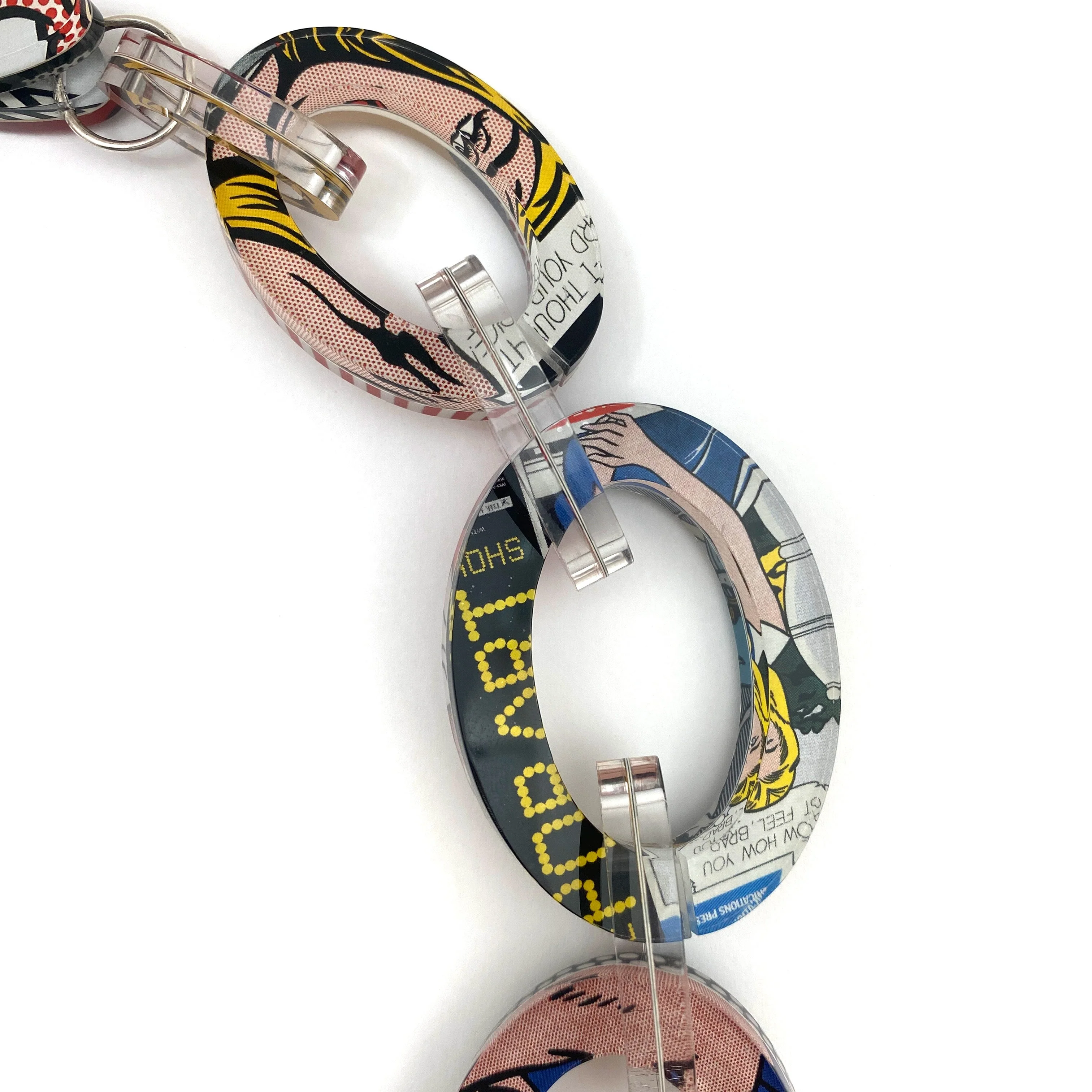 Reversible Pop Art Graduated Oval Chain Link Necklace - Image 10