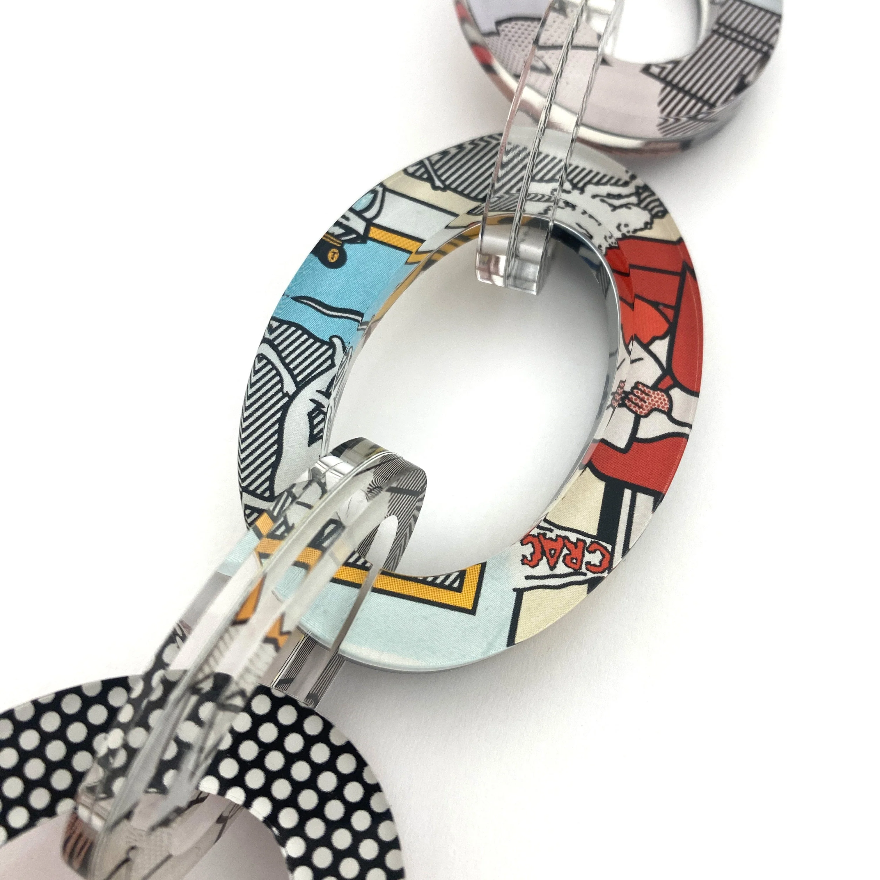 Reversible Pop Art Graduated Oval Chain Link Necklace - Image 3