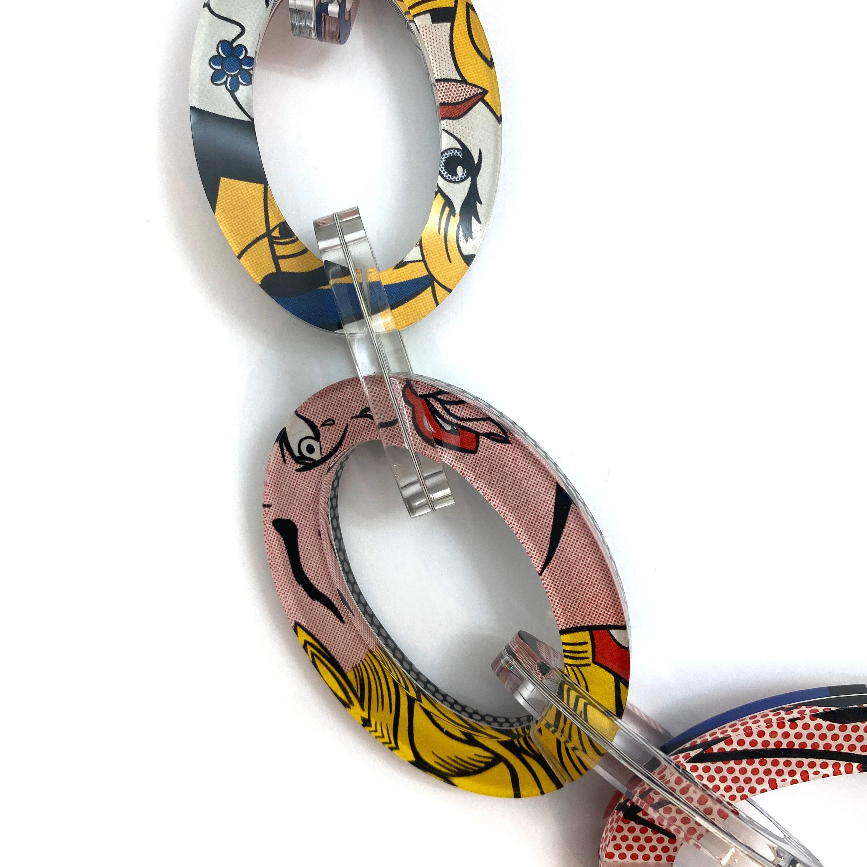 Reversible Pop Art Graduated Oval Chain Link Necklace - Image 5