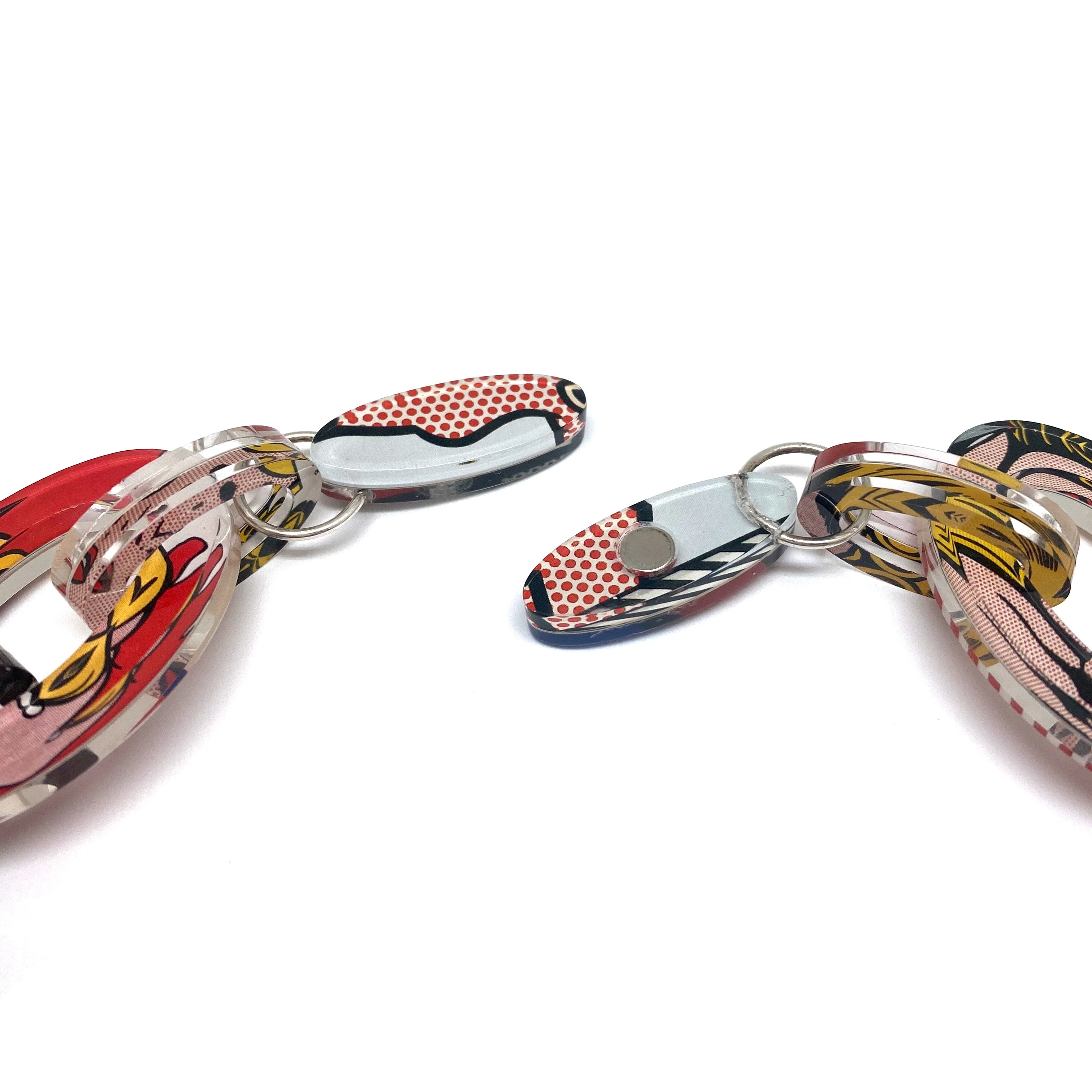 Reversible Pop Art Graduated Oval Chain Link Necklace - Image 6