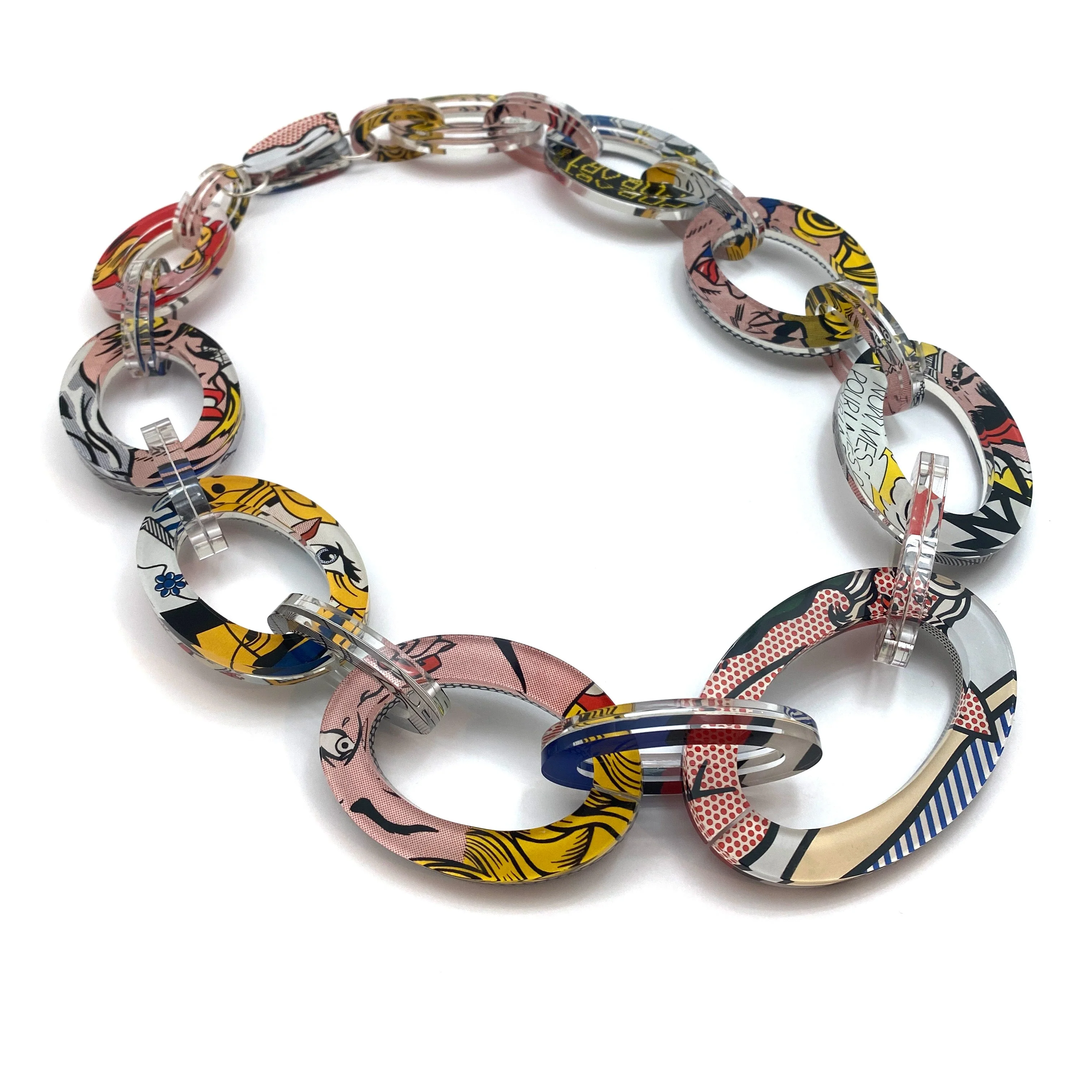 Reversible Pop Art Graduated Oval Chain Link Necklace - Image 7