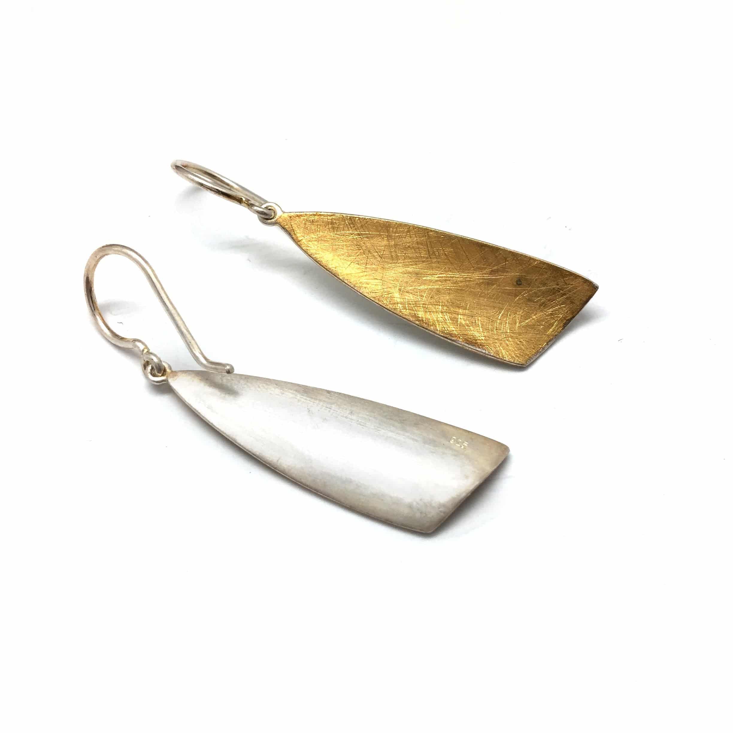 Silver and Gold Wedge Dangle Earrings - Image 3