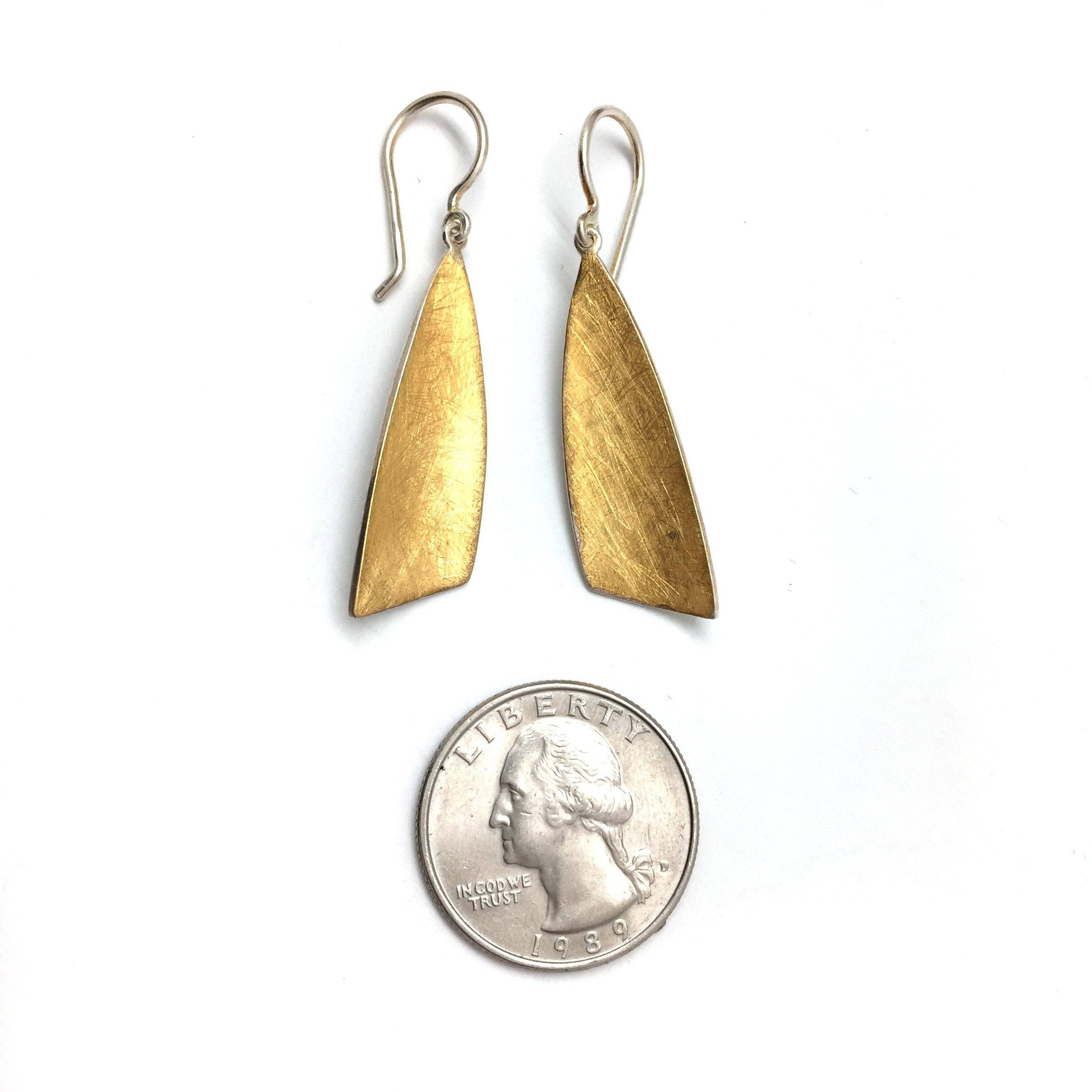 Silver and Gold Wedge Dangle Earrings - Image 5