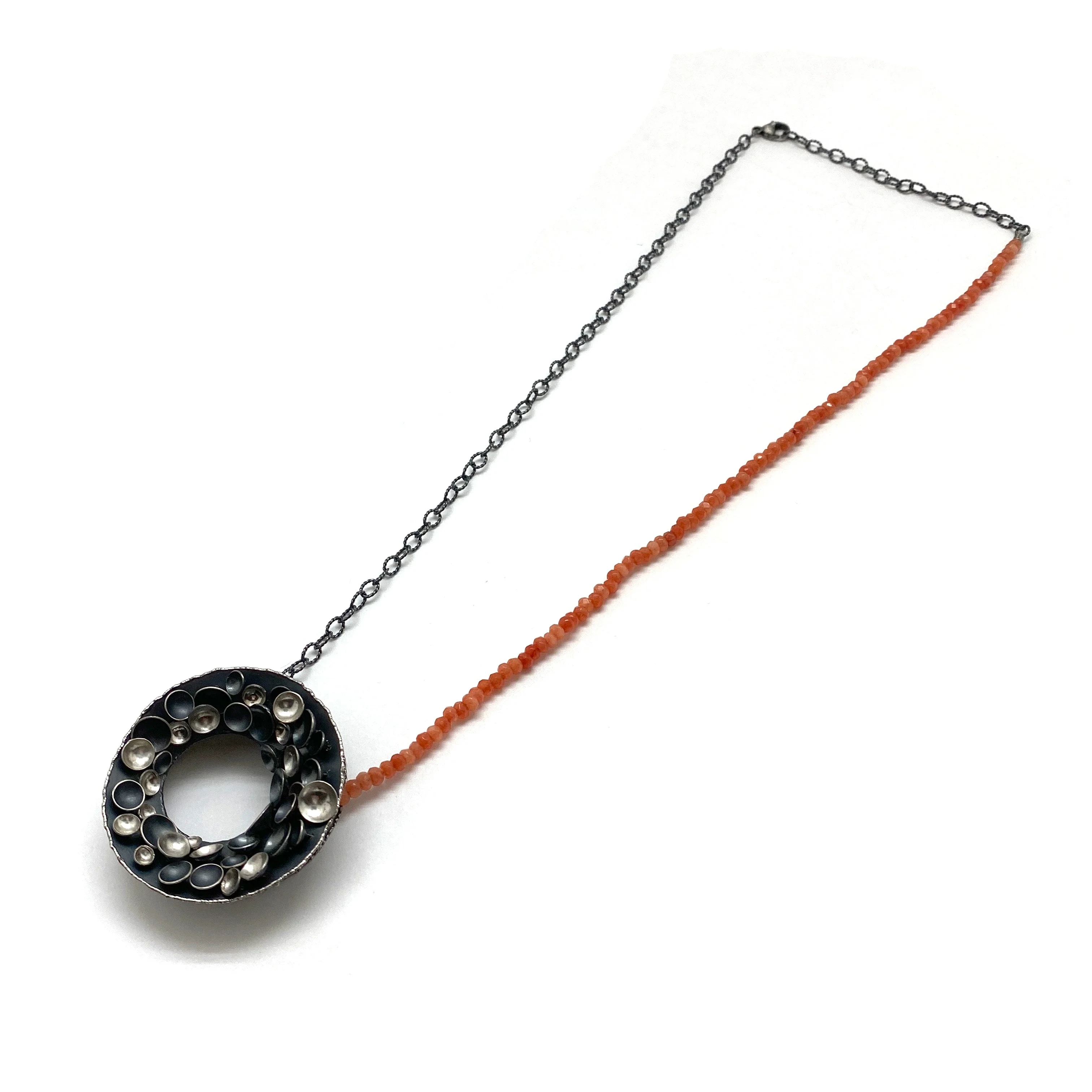 Silver Concave Pendant With Carnelian Chain - Image 5