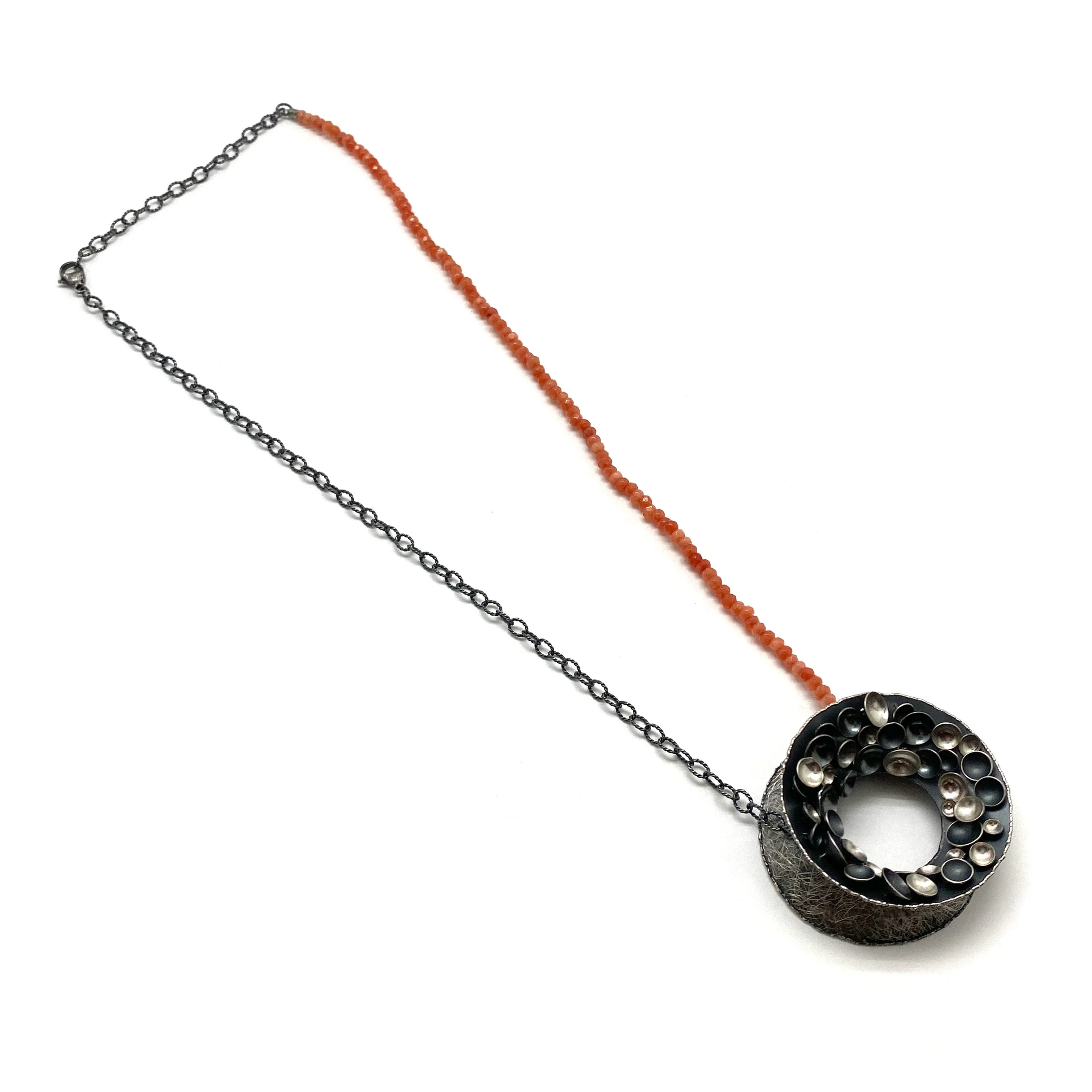 Silver Concave Pendant With Carnelian Chain - Image 6