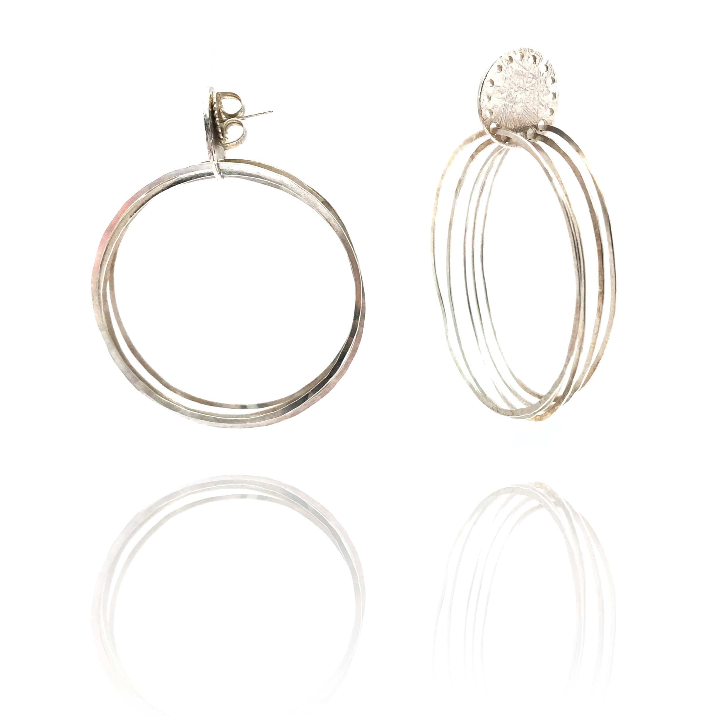 Silver Flat Ripple Earrings - Large - Image 4