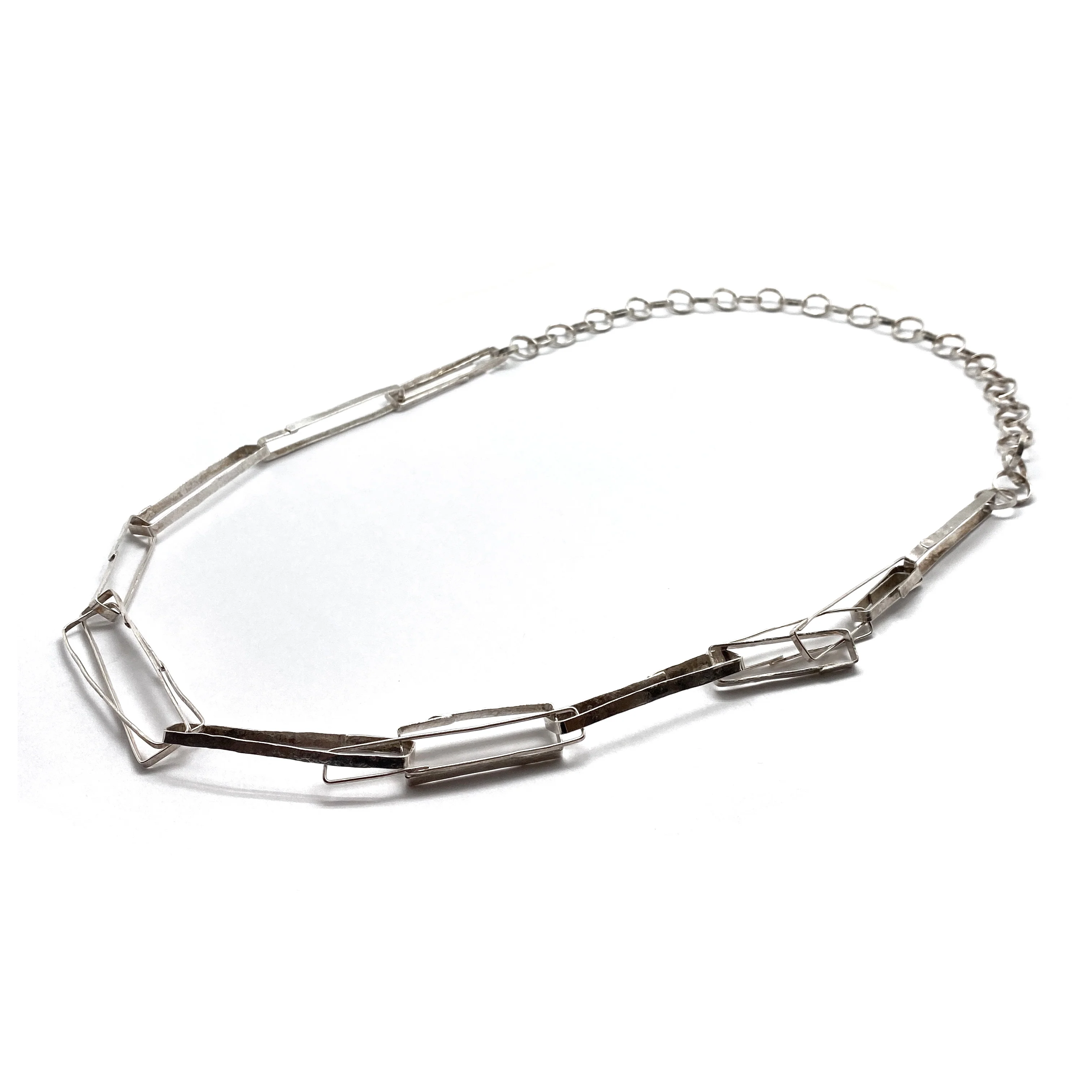Silver Mixed Geometry Necklace - Image 3