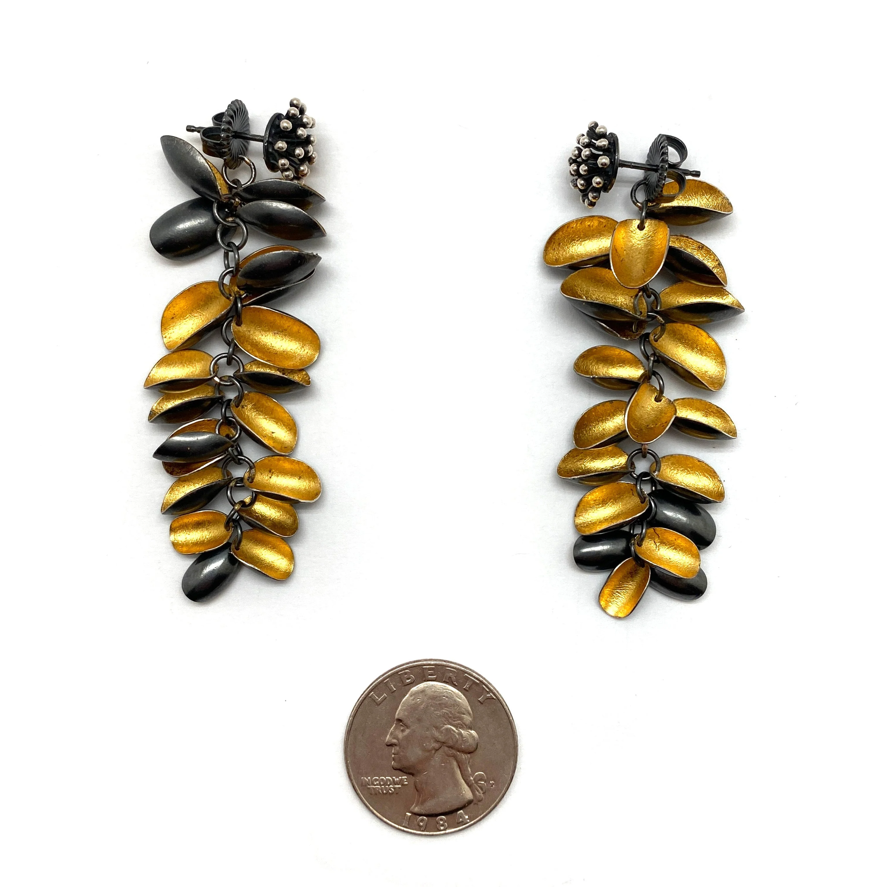 Starburst Studs with Long Gold Petal Jackets - Image 4